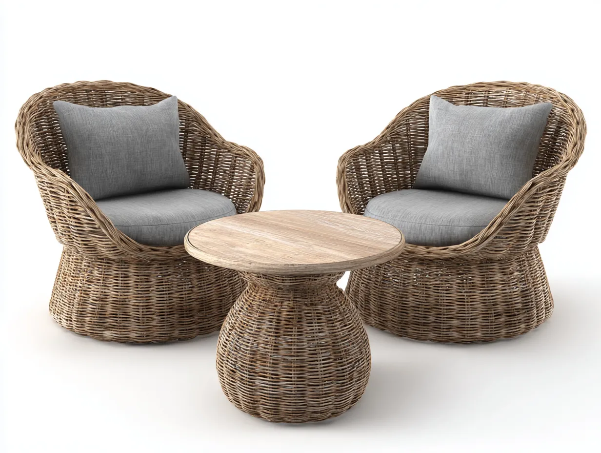 Divani da esterno-rattan-legno-tessuto-78x76x75 cm-naturale/grigio-moderno-Snugvo