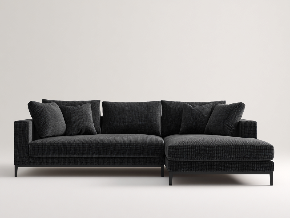 Divano angolare-tessuto-274x170x79 cm-grigio scuro-stile moderno-Snugvo