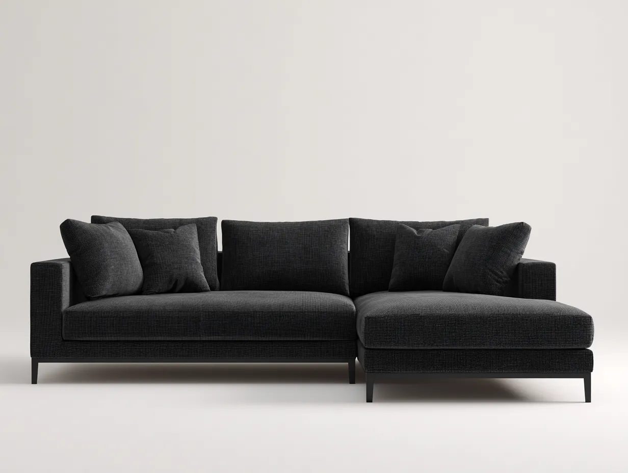 Divano angolare-tessuto-274x170x79 cm-grigio scuro-stile moderno-Snugvo