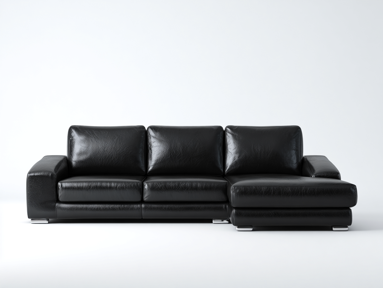 Divano angolare-pelle-272x170x82 cm-nero-stile moderno-Snugvo