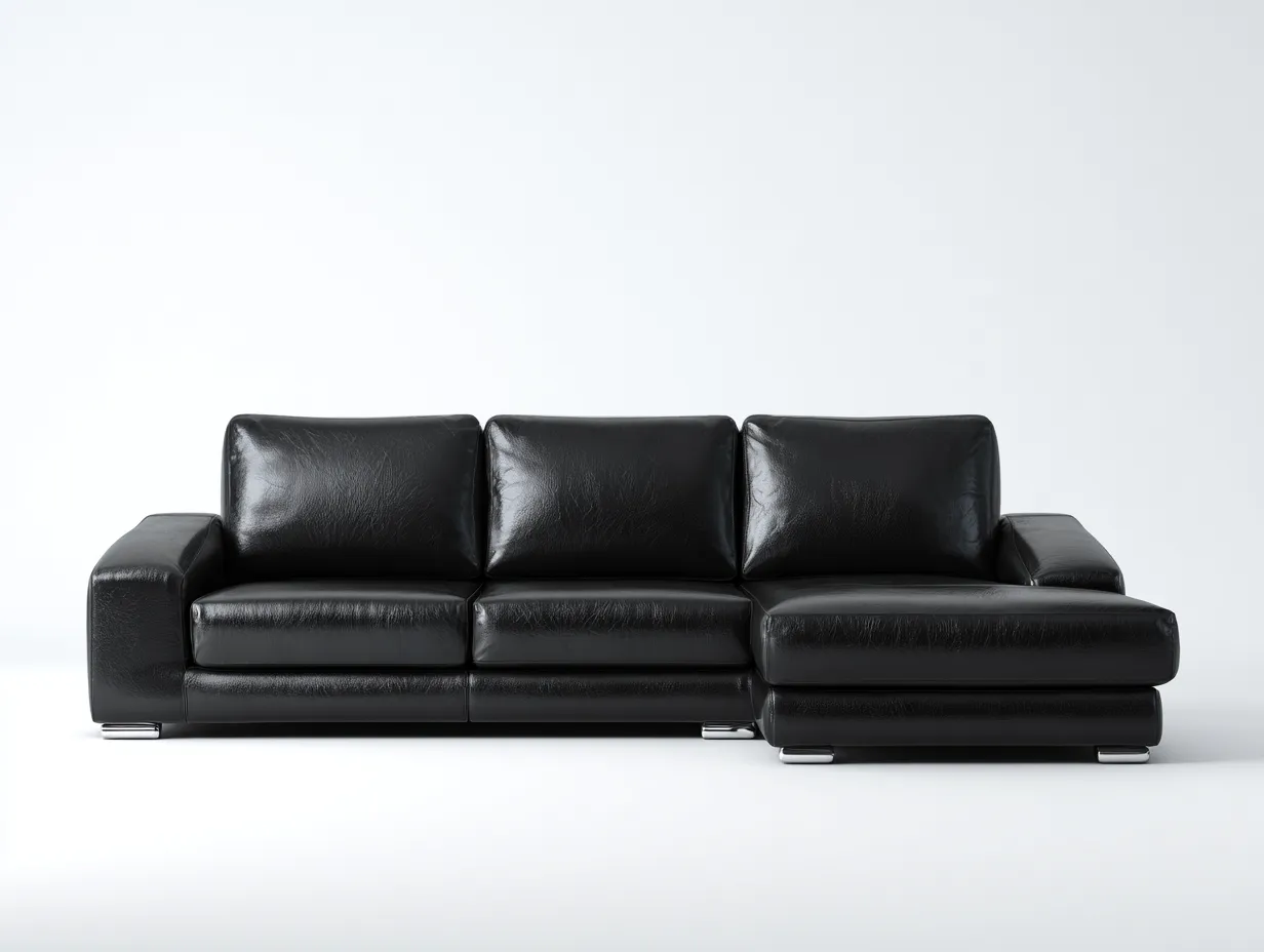 Divano angolare-pelle-272x170x82 cm-nero-stile moderno-Snugvo