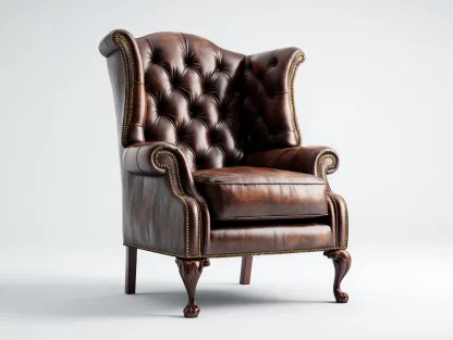 Poltrona a orecchioni-pelle-legno-82x86x108 cm-marrone scuro-stile classico-Snugvo