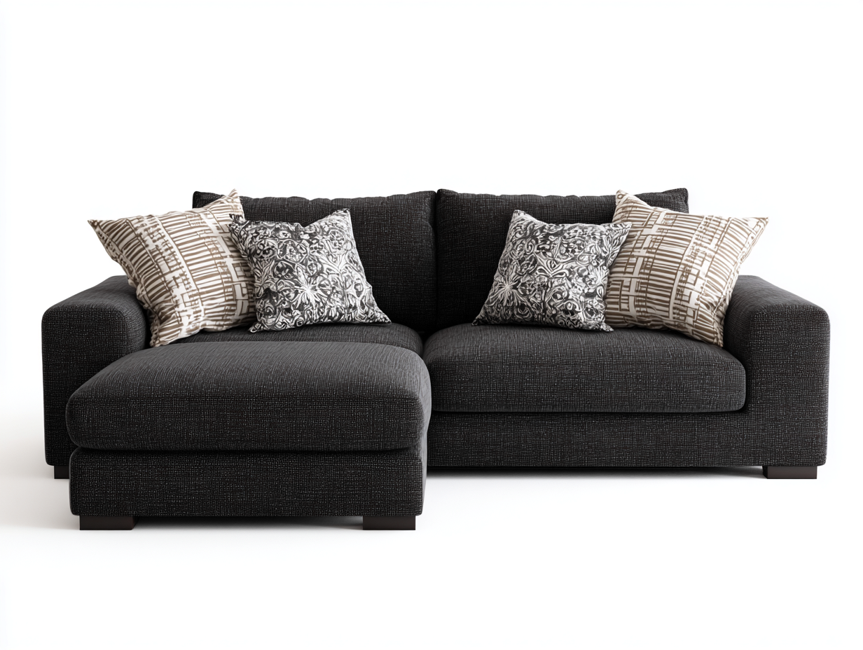 Divano angolare-tessuto-258x162x87 cm-grigio antracite-stile moderno-Snugvo