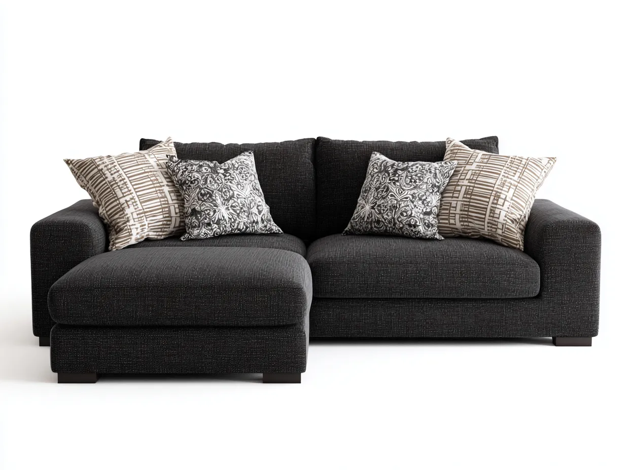 Divano angolare-tessuto-258x162x87 cm-grigio antracite-stile moderno-Snugvo