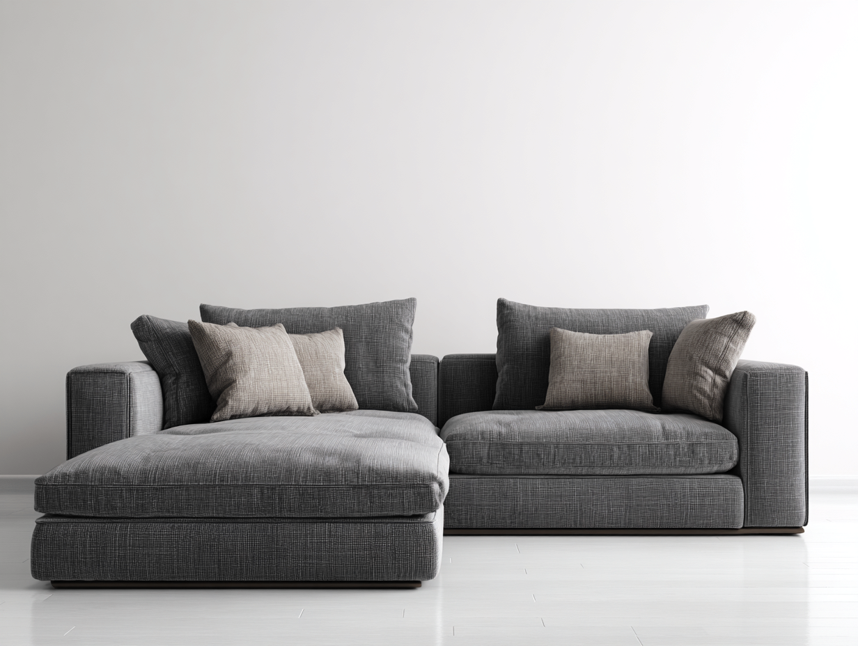 Divano angolare-tessuto-266x168x80 cm-grigio chiaro-stile moderno-Snugvo