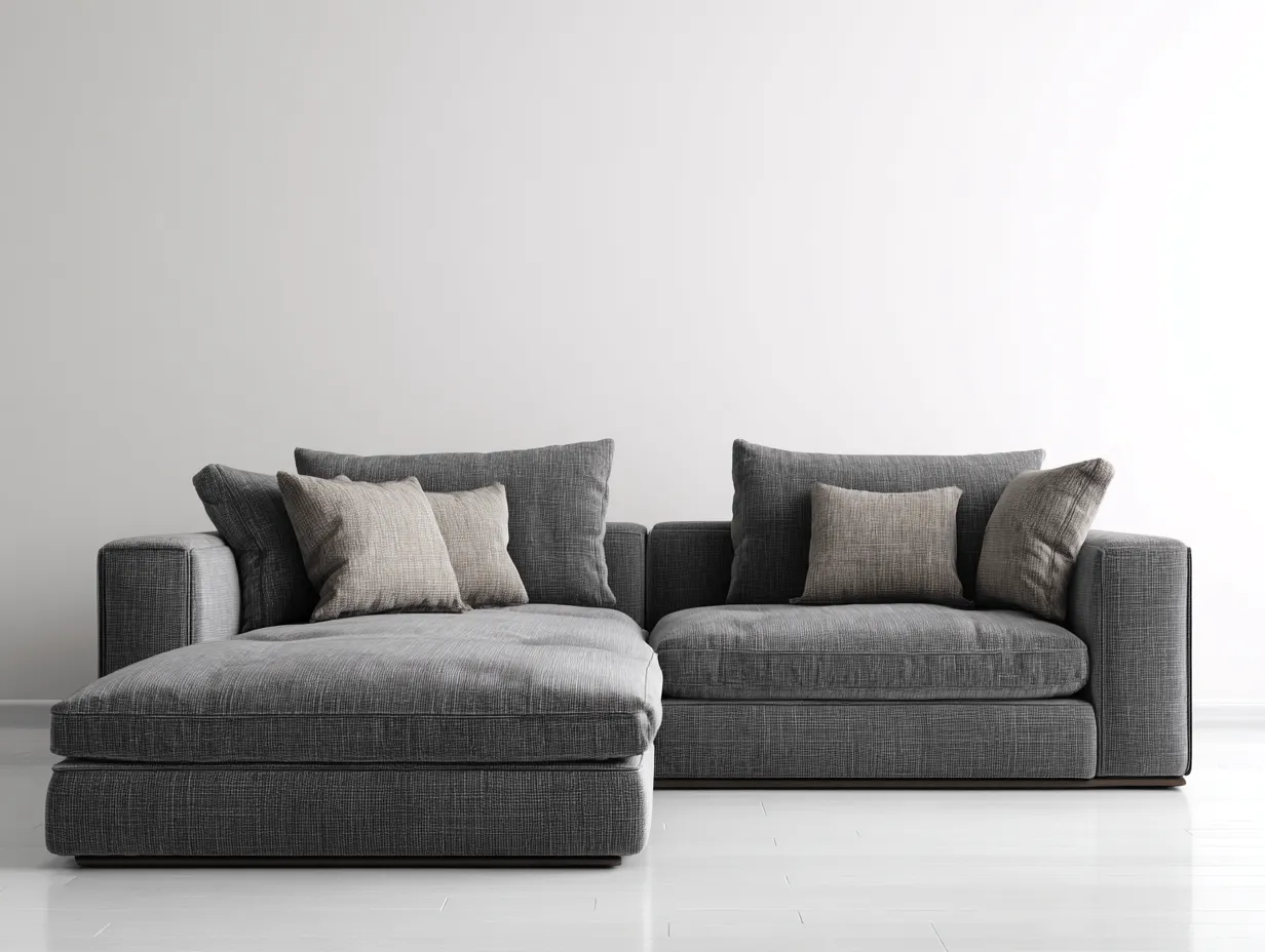 Divano angolare-tessuto-266x168x80 cm-grigio chiaro-stile moderno-Snugvo