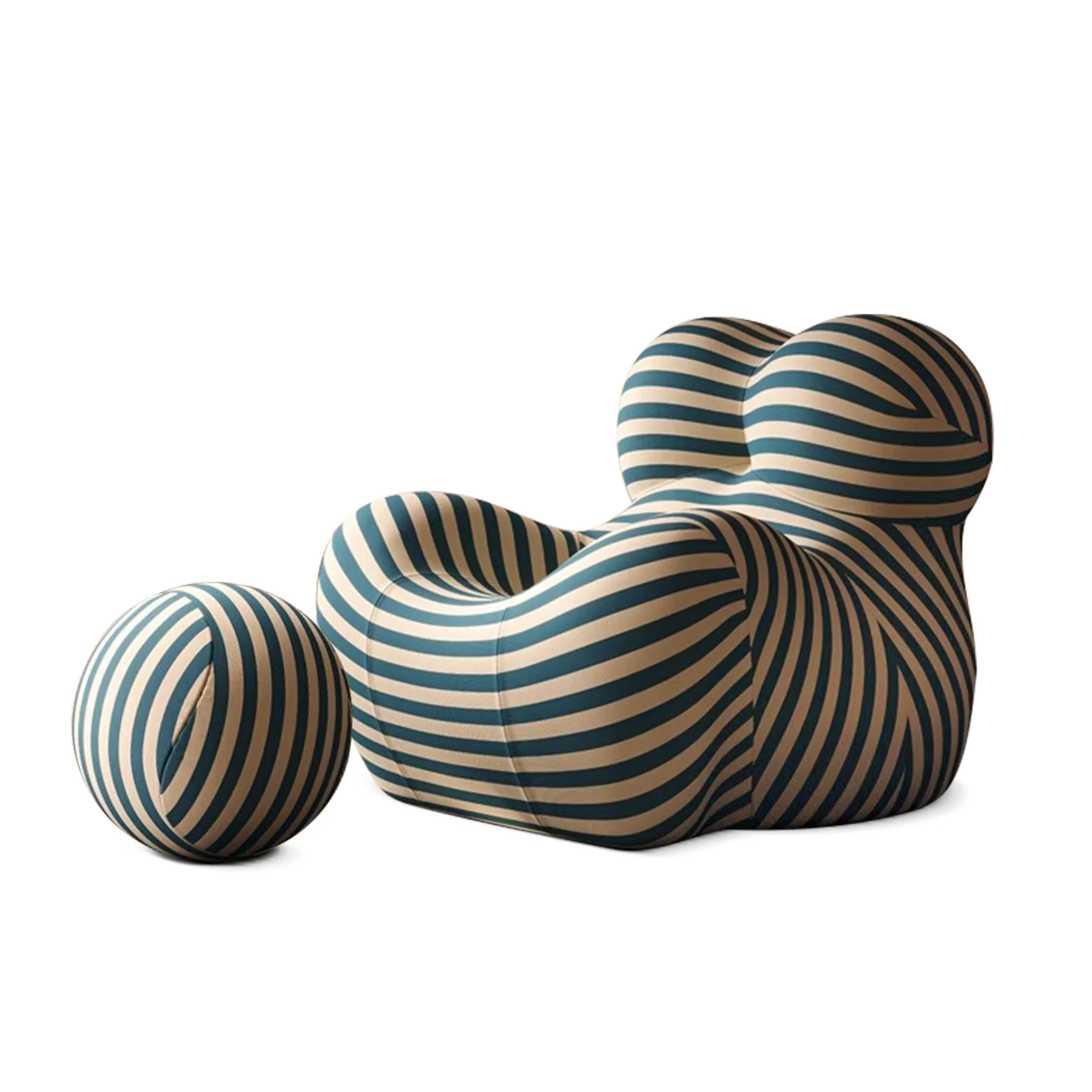 Stripe La Mamma UP Armchair and Ottoman Dark Blue