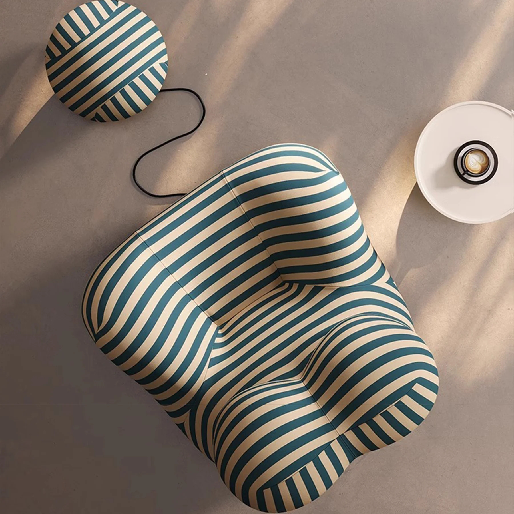 Stripe La Mamma UP Armchair and Ottoman Dark Blue