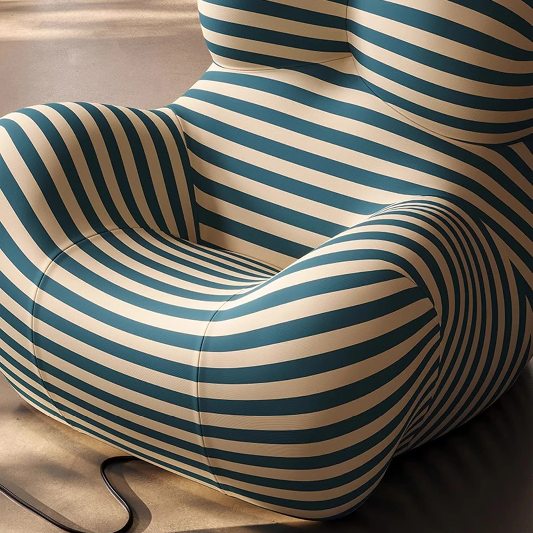 Stripe La Mamma UP Armchair and Ottoman Dark Blue