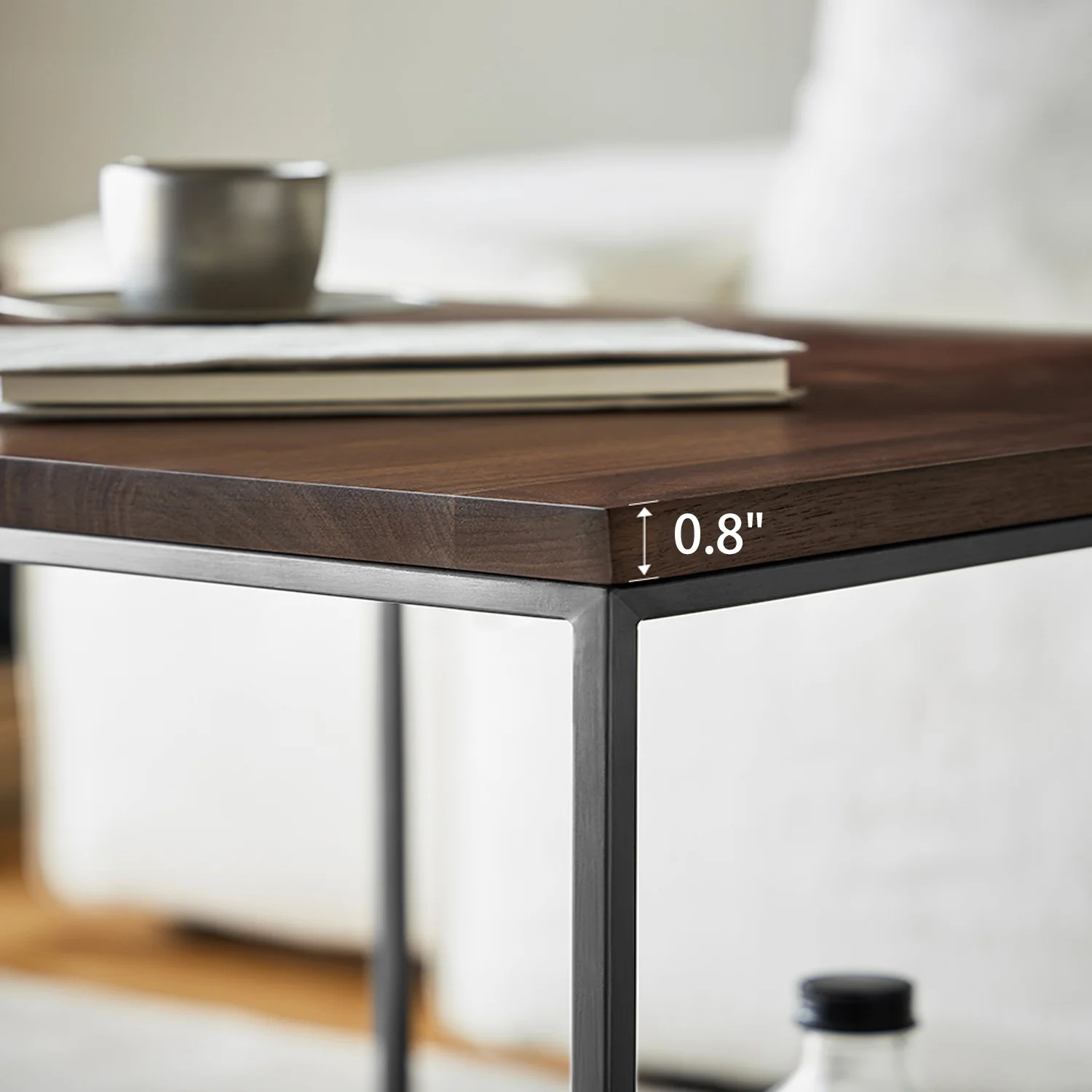 Blacksteel Walnut Storage Side Table