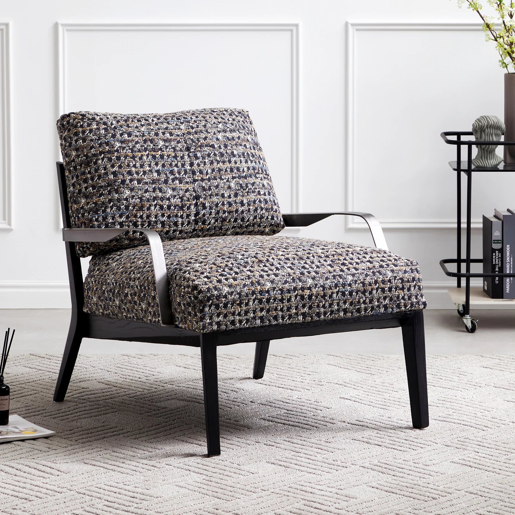 Charcoal Gary Flax Linen Minimalist Leisure Chair