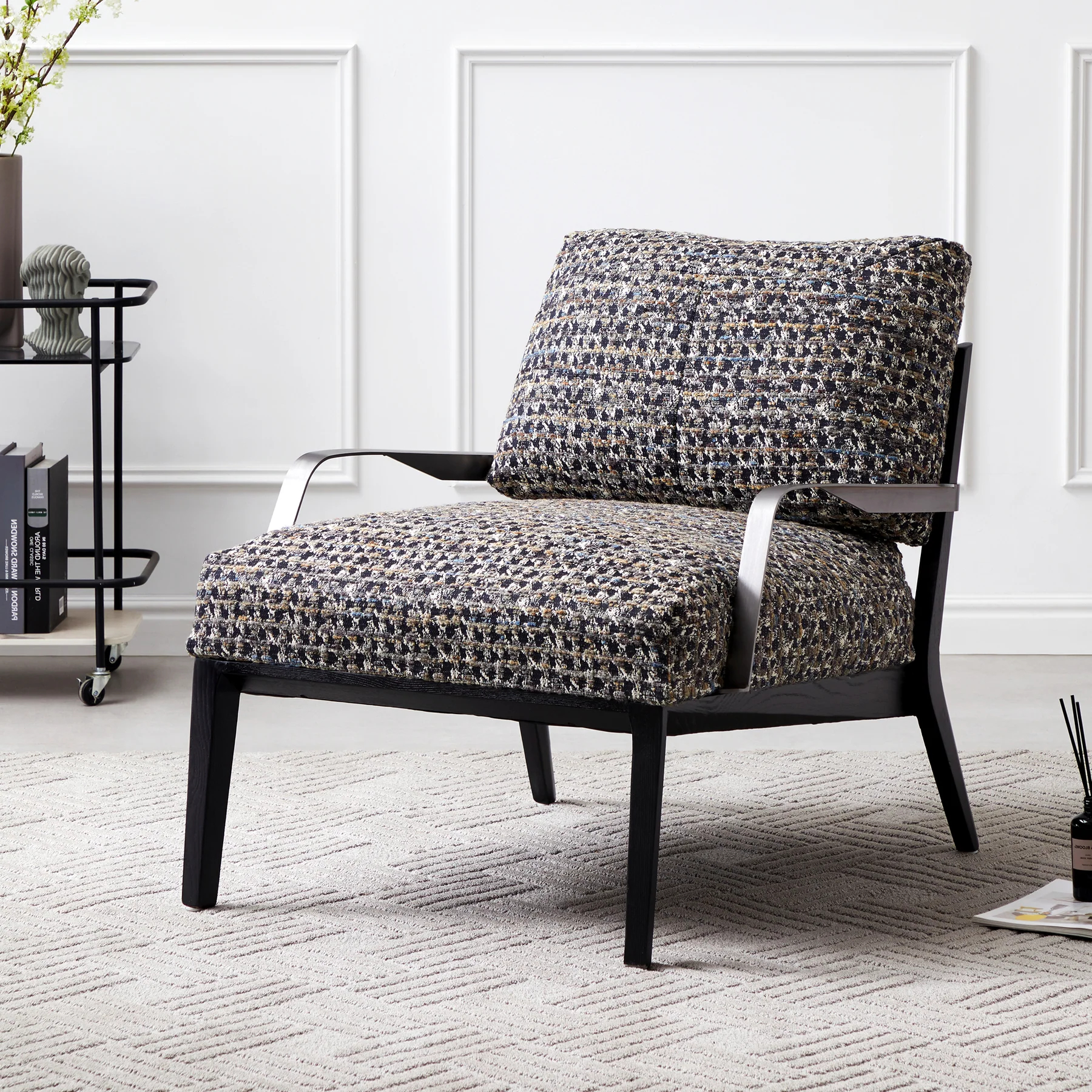 Charcoal Gary Flax Linen Minimalist Leisure Chair