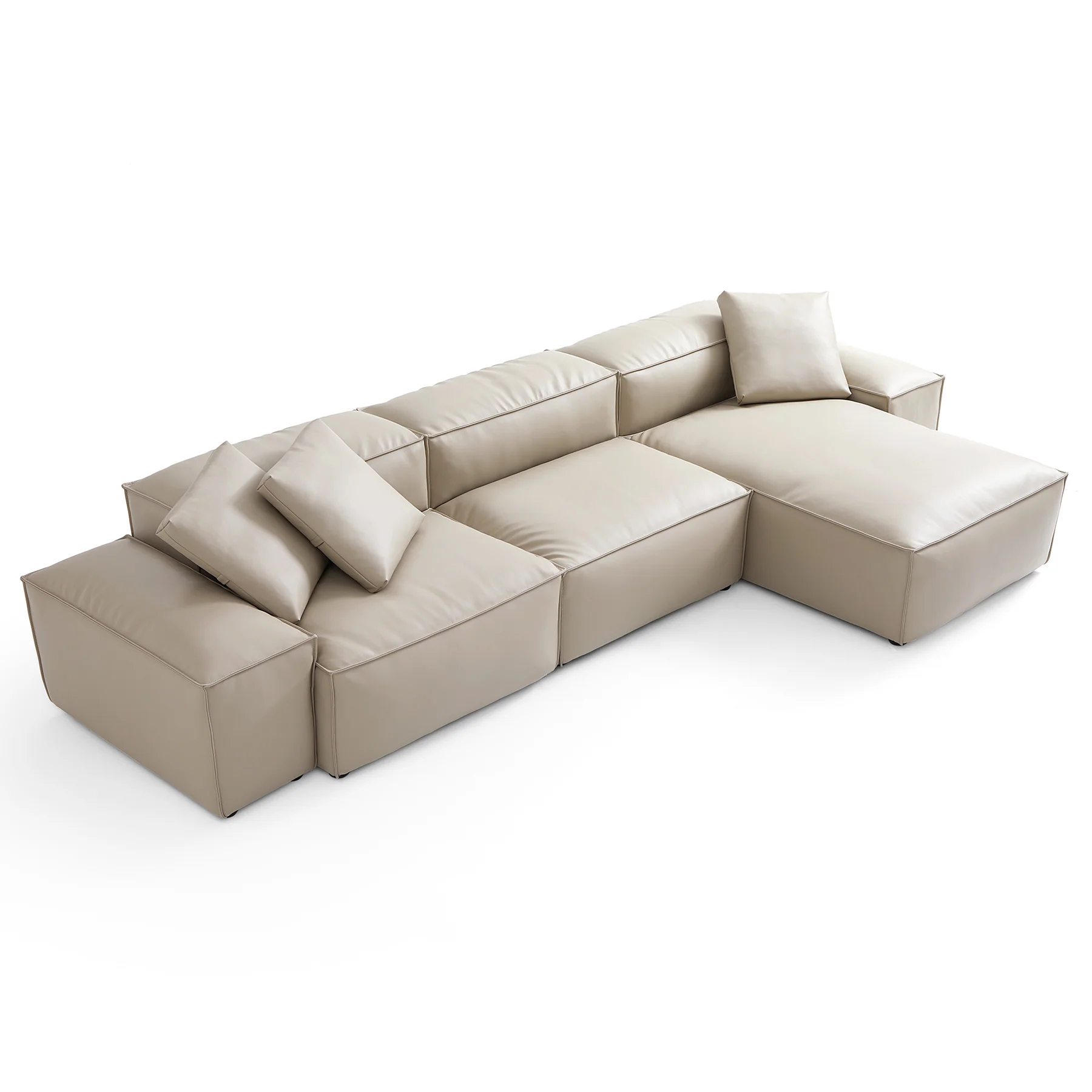 Cube Modular Beige Genuine Leather Sectional