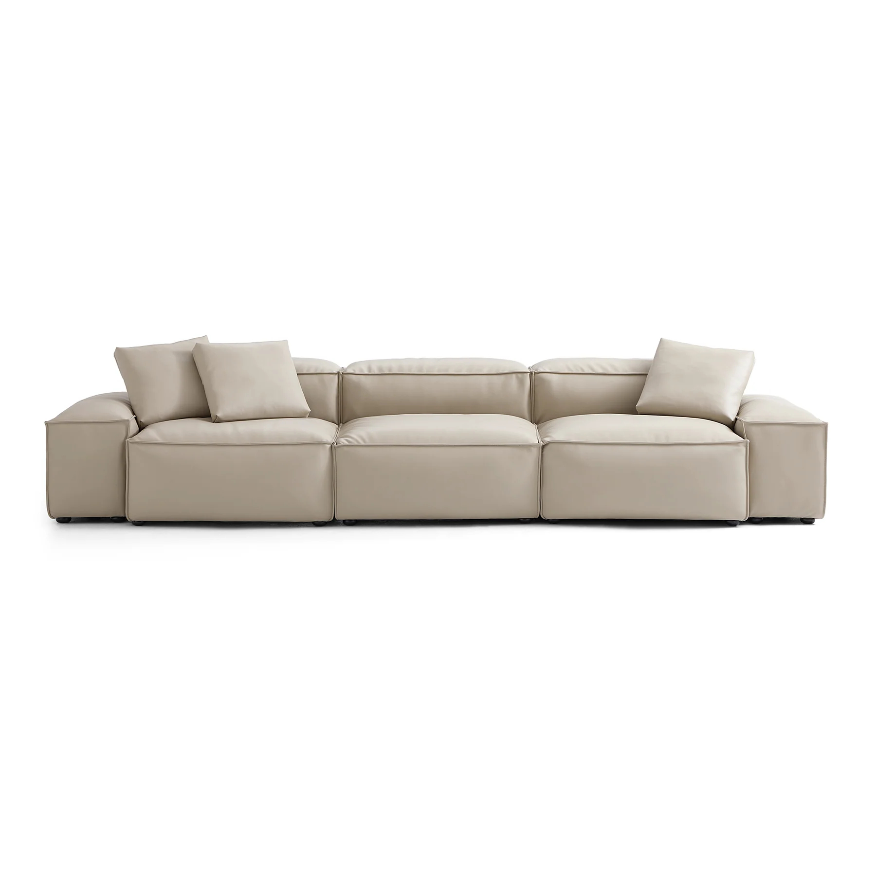 Cube Modular Beige Genuine Leather Sofa