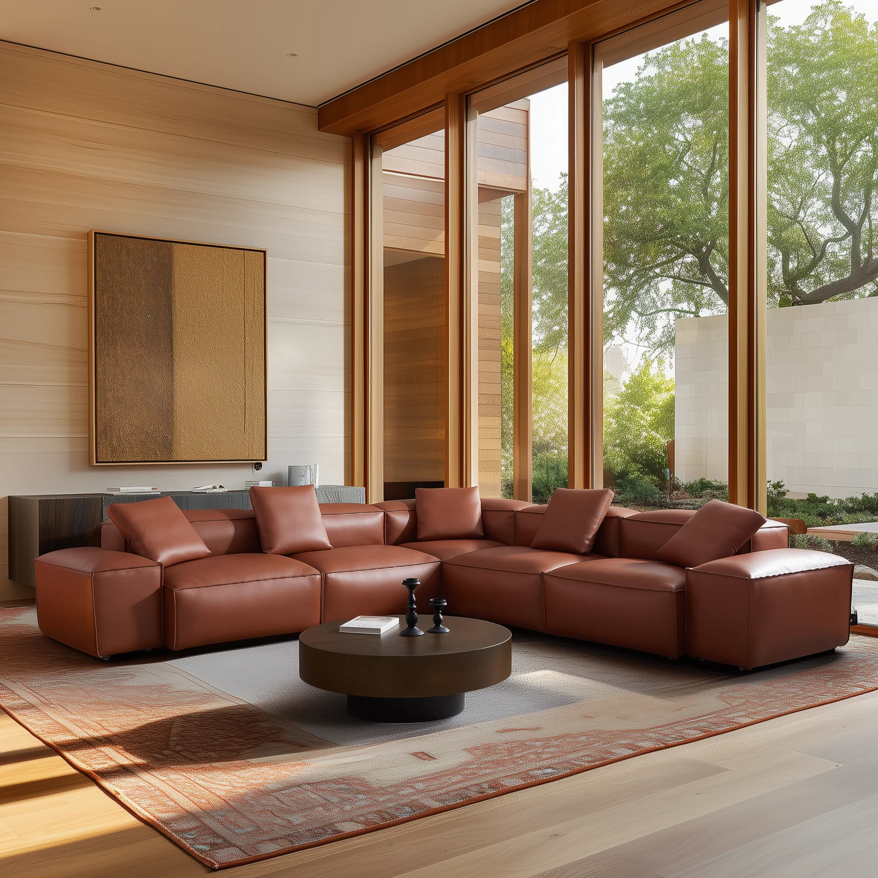 Cube Modular Brown Genuine Leather Corner Sectional