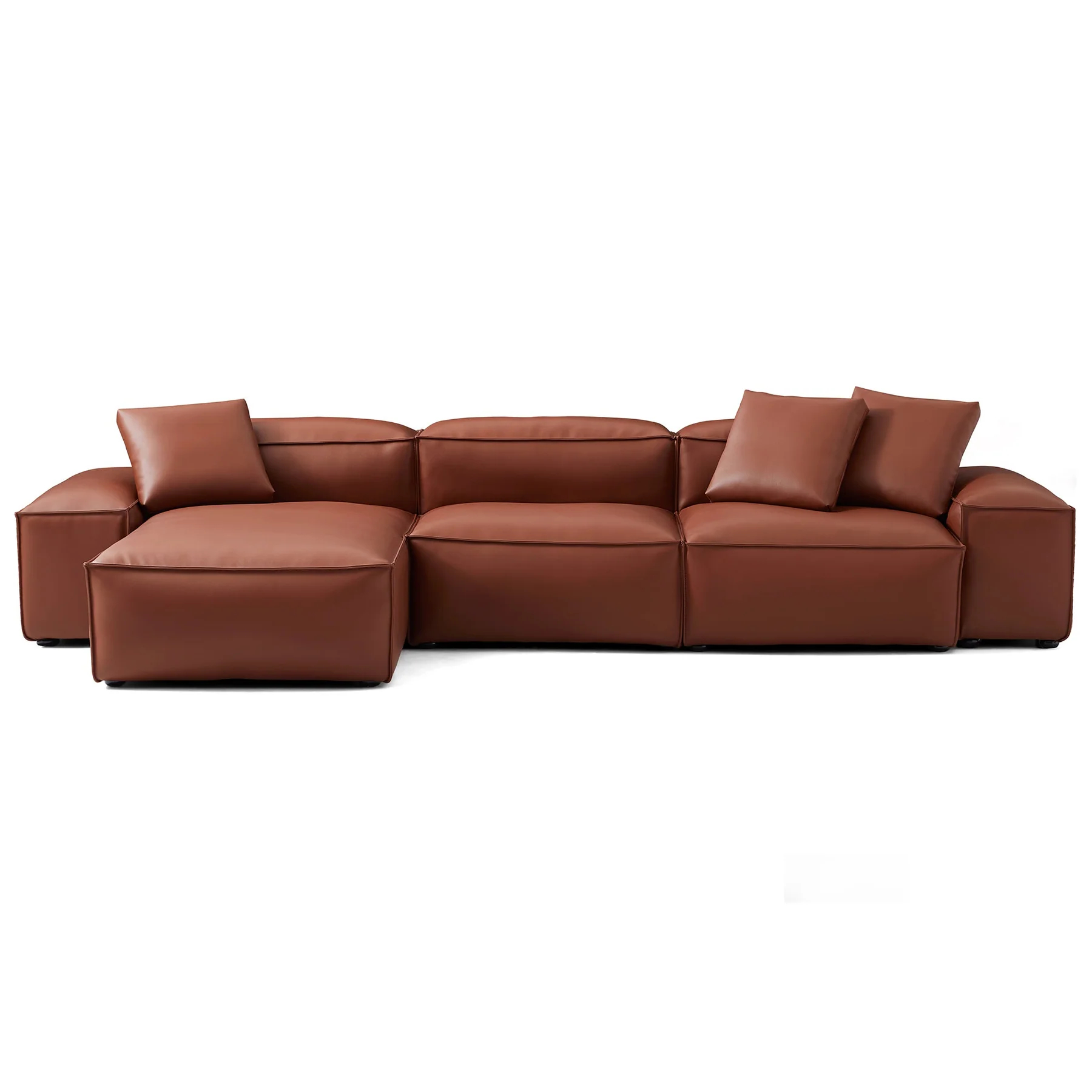 Cube Modular Brown Genuine Leather Sectional