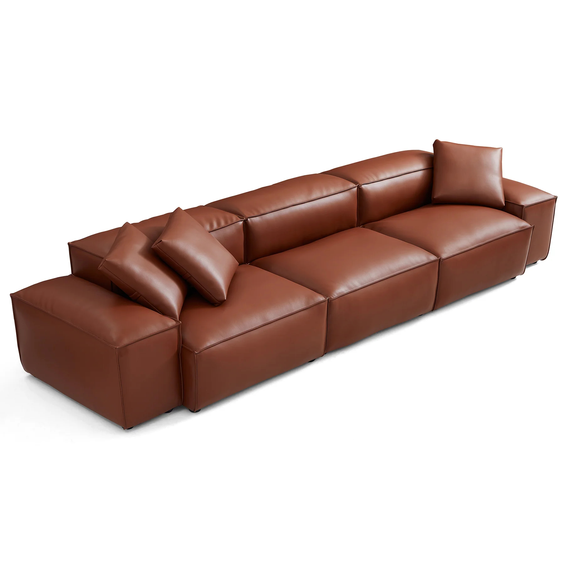 Cube Modular Brown Genuine Leather Sofa