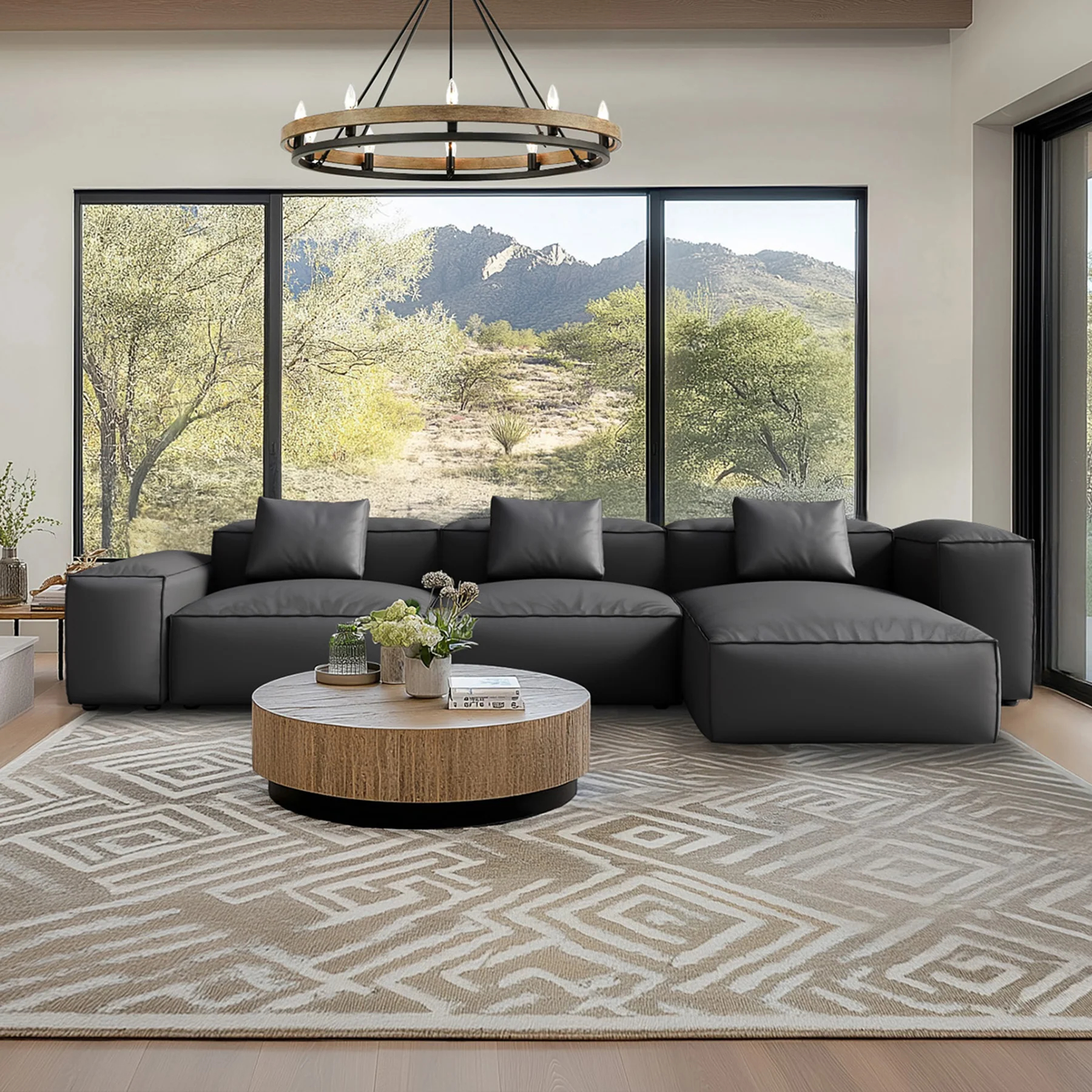 Cube Modular Dark Gray Genuine Leather Sectional