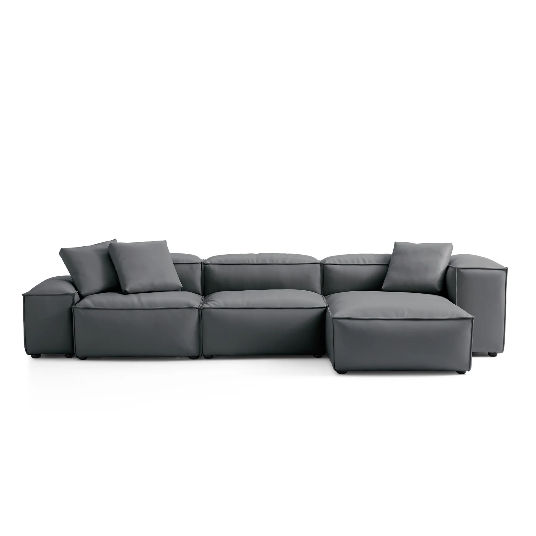 Cube Modular Dark Gray Genuine Leather Sectional