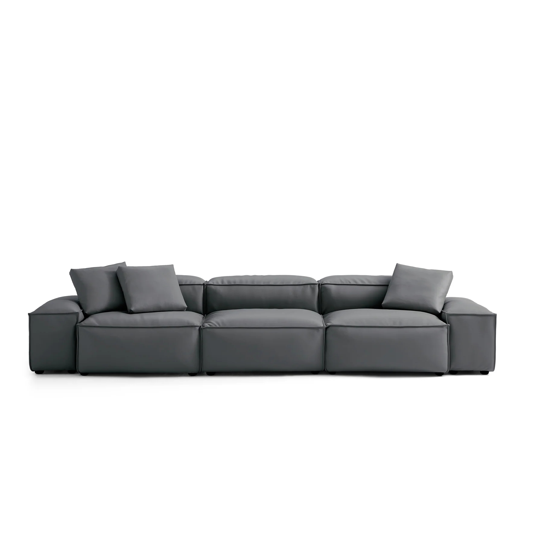 Cube Modular Dark Gray Genuine Leather Sofa