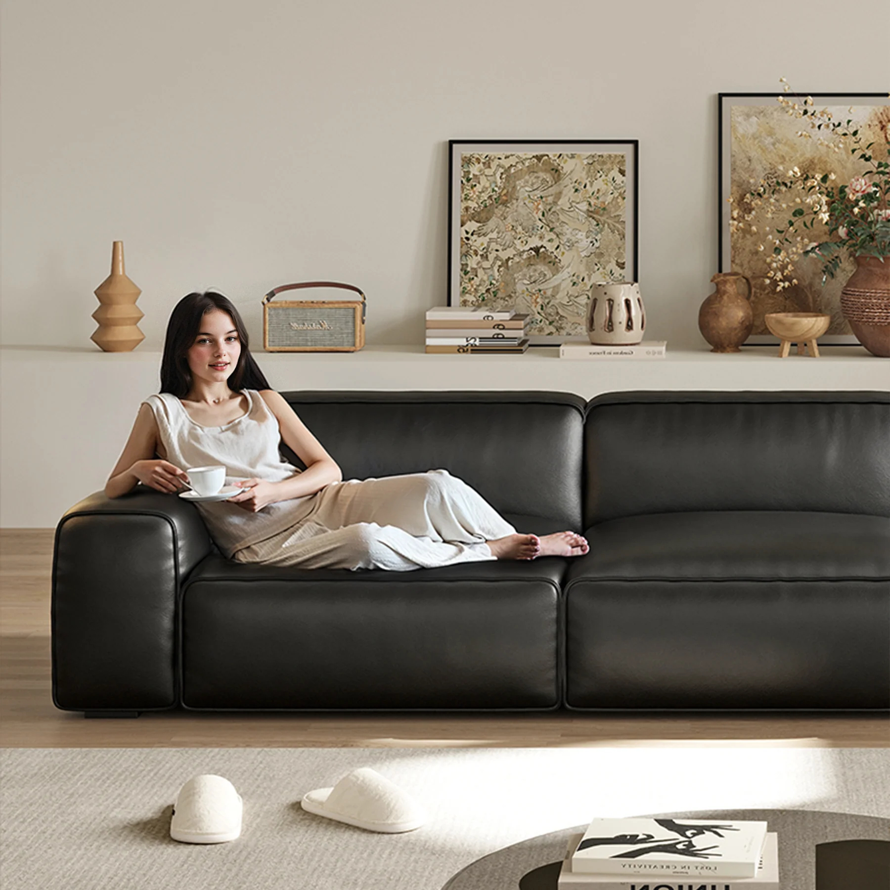 Domus Leather Power Sleeper Sofa