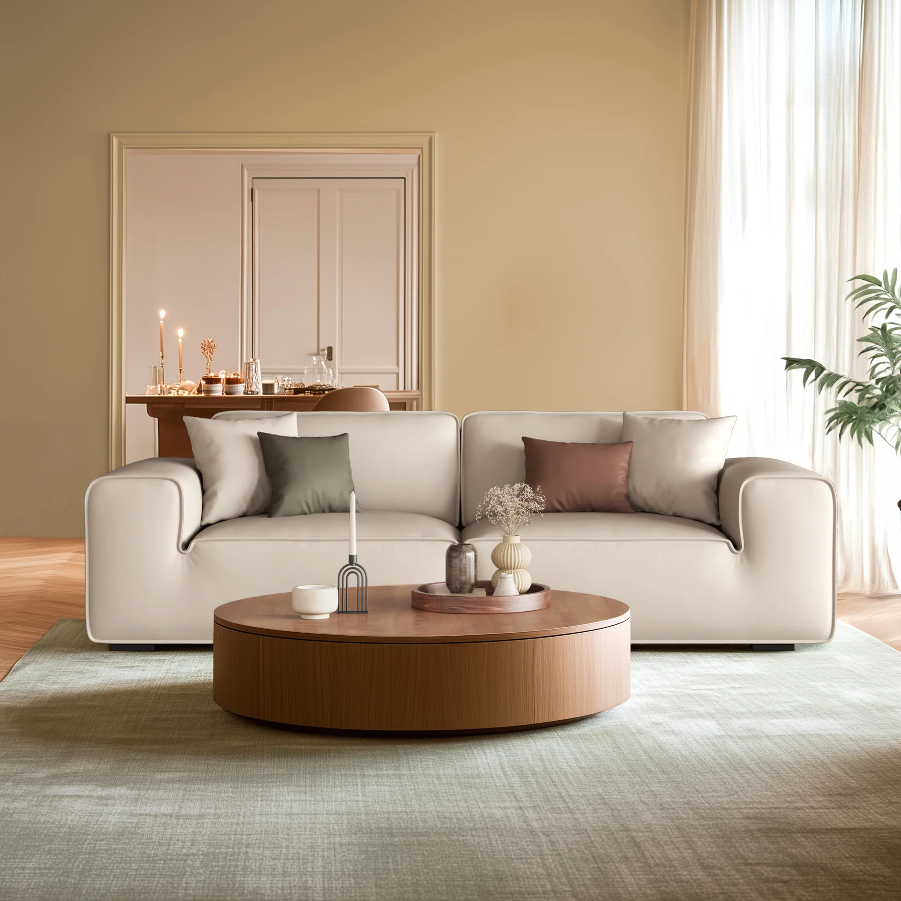 Titan Black Leather 3-Seater Sofa