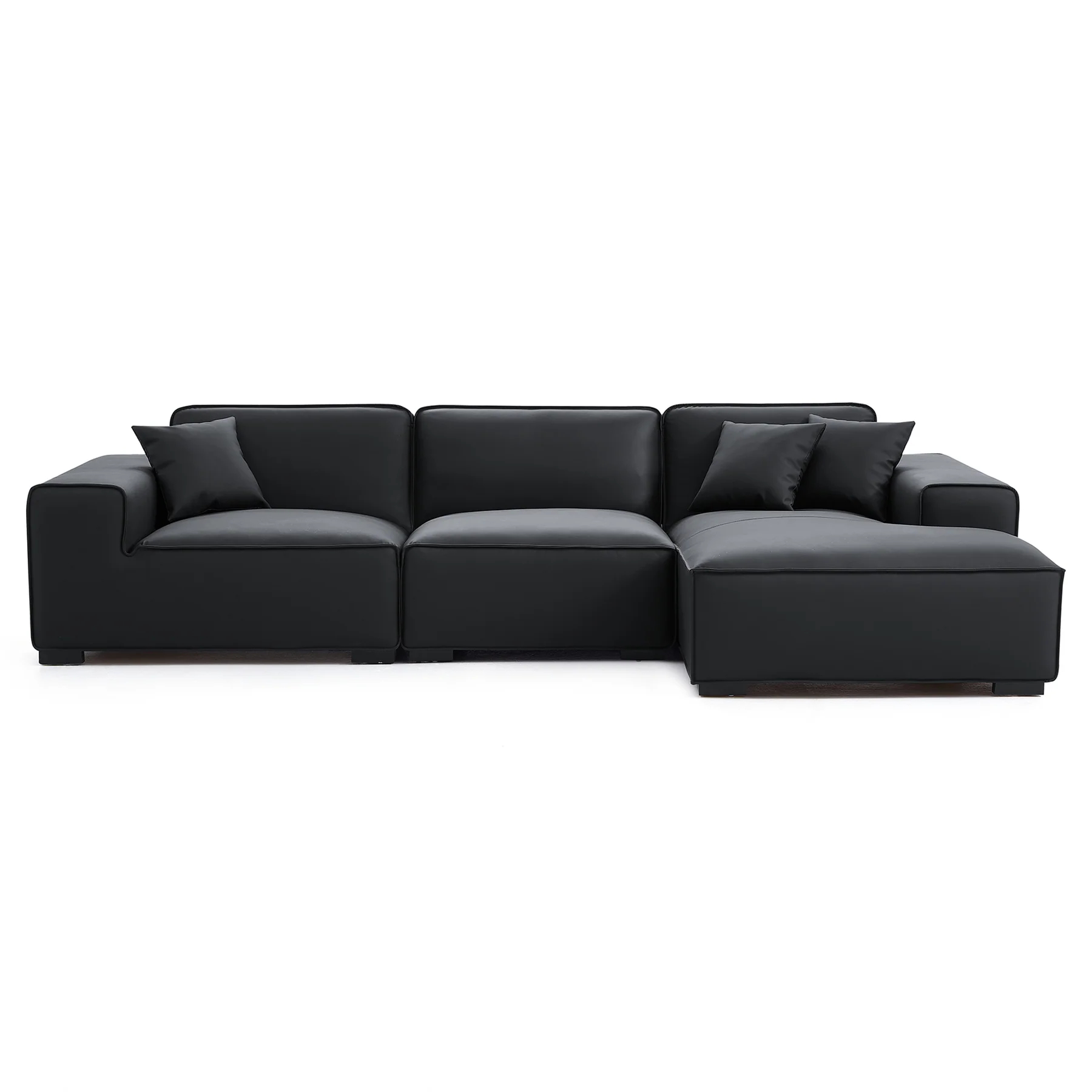 Domus Modular Black Leather Sectional Sofa