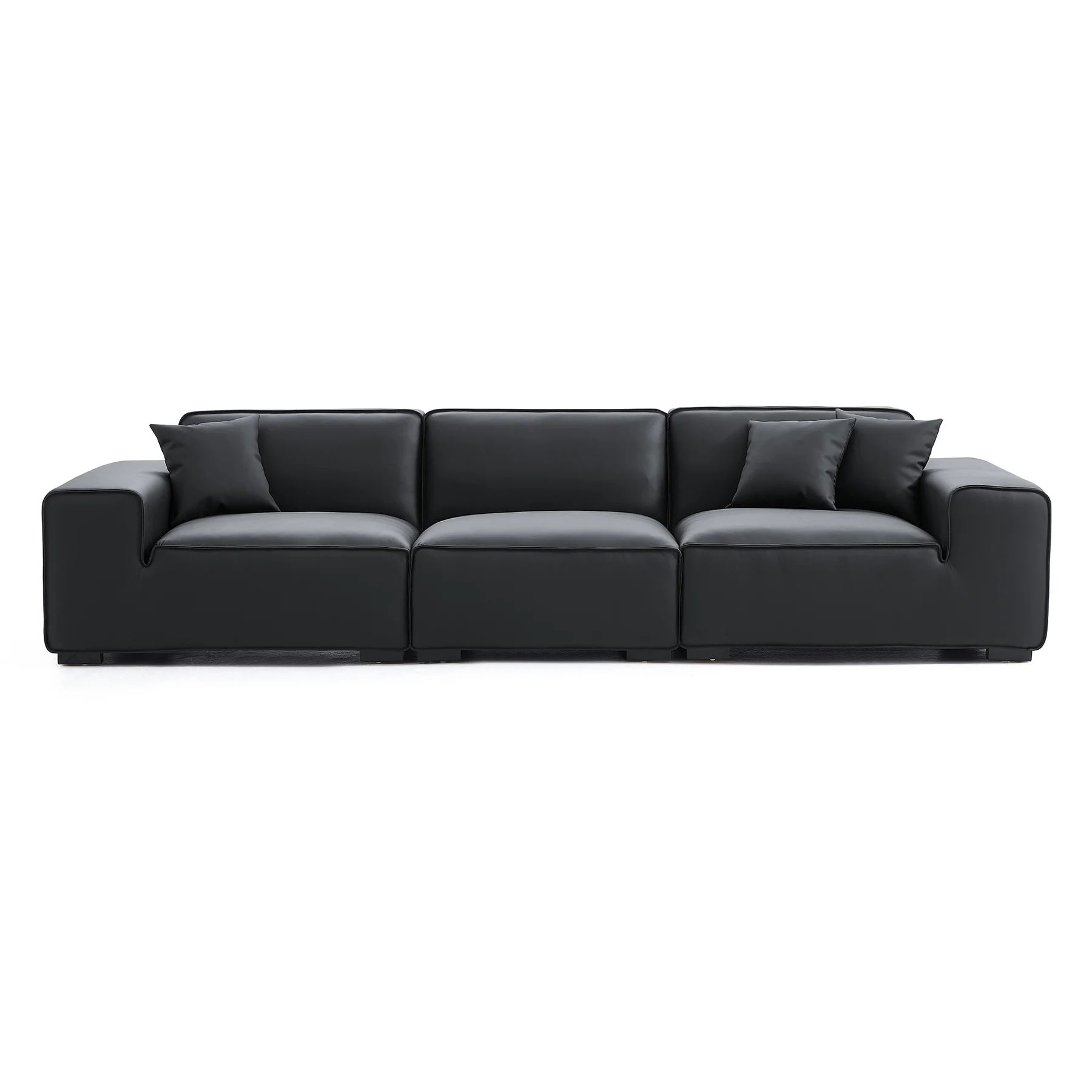 Domus Modular Black Leather Sofa