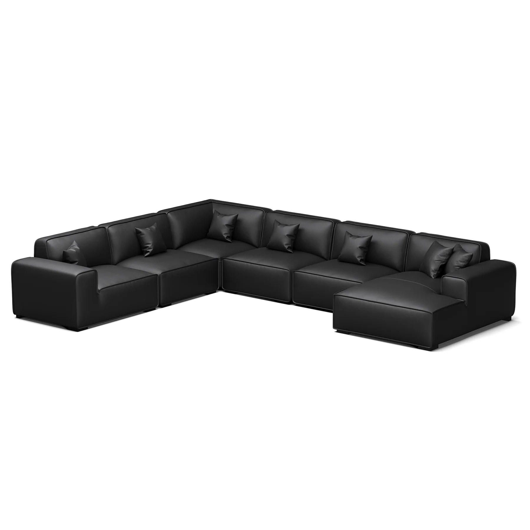 Domus Modular Dark Gray Leather U-Shaped Sectional Sofa