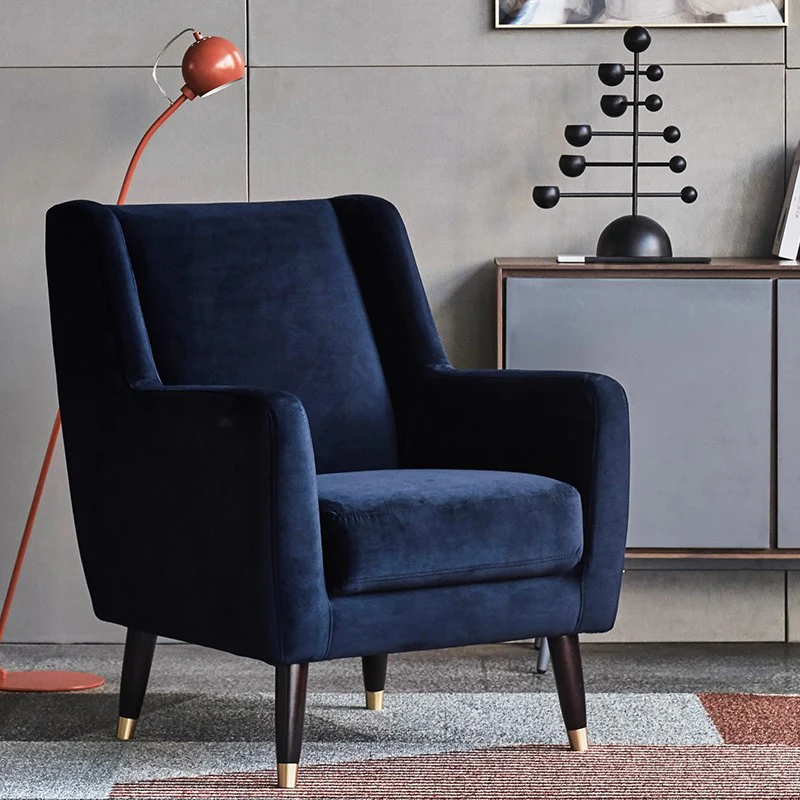 Eden Ink Blue Velvet Lounge Chair