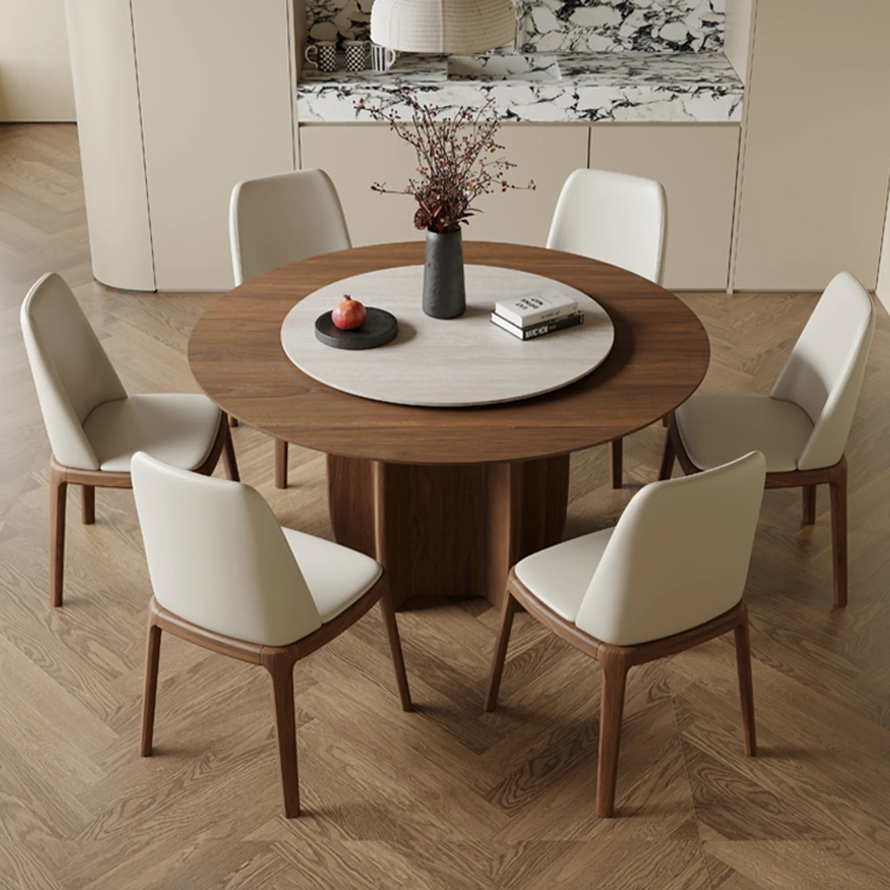 Elamer Rotating Round Dining Table
