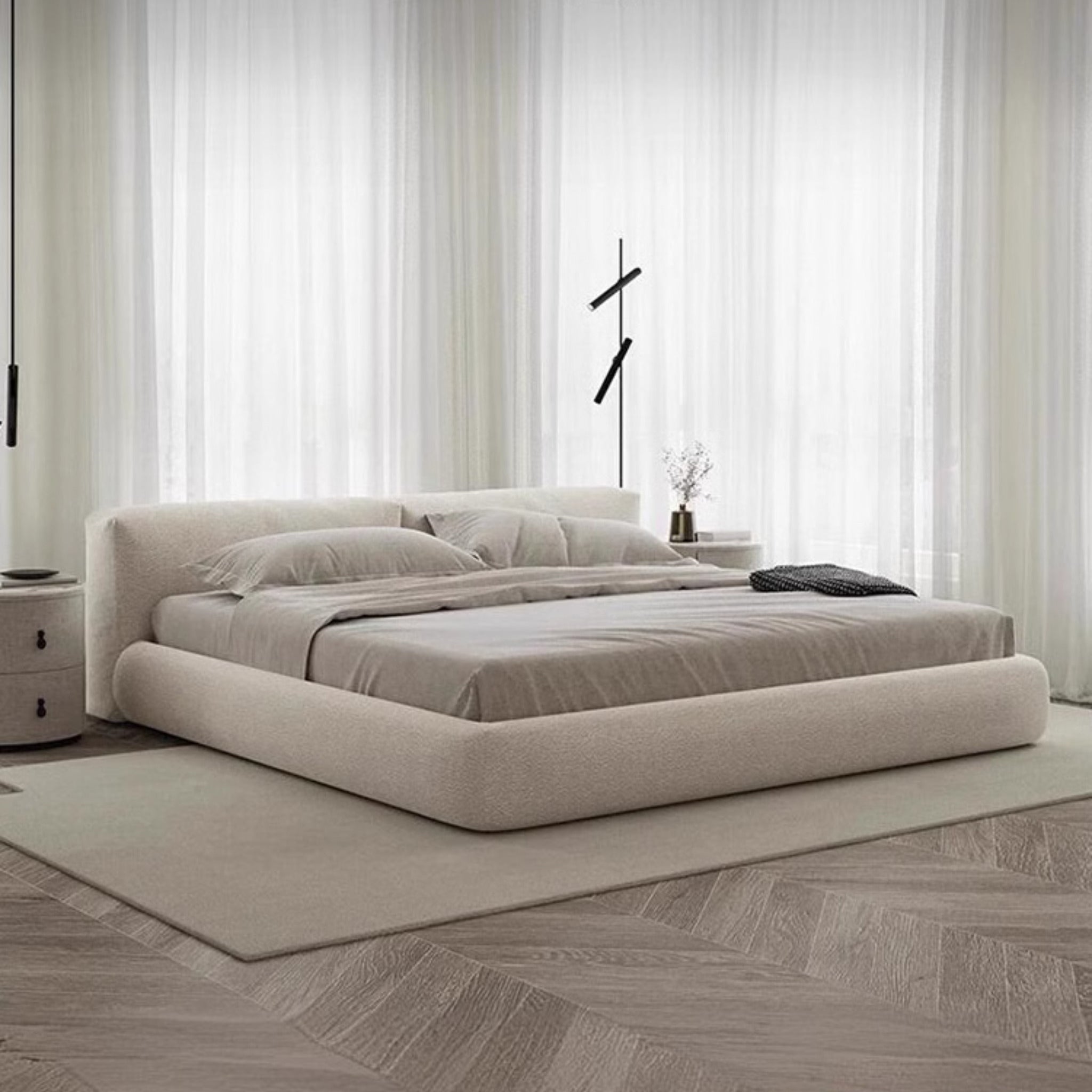 Modern Upholstered Bed Frame with Headboard