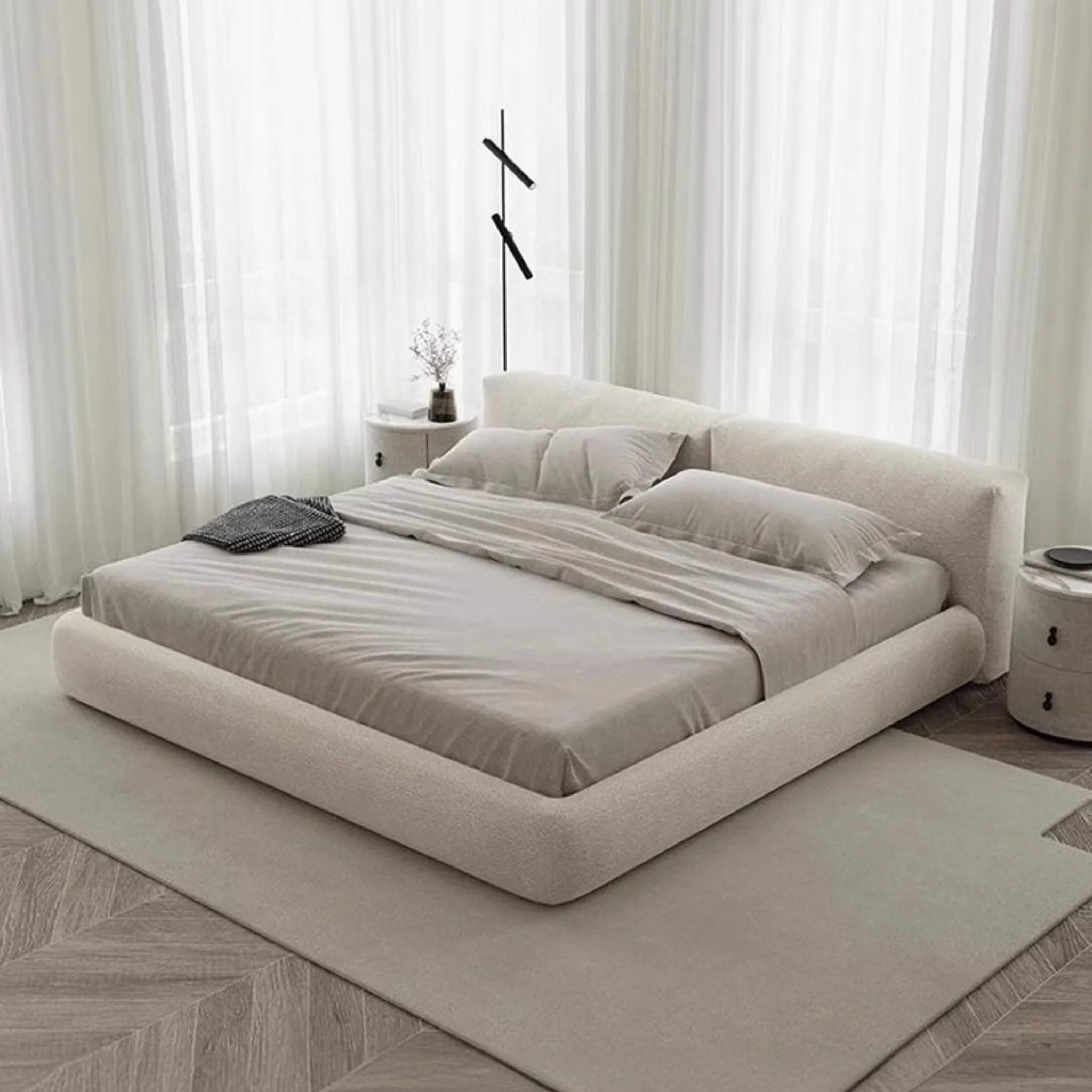 Modern Upholstered Bed Frame with Headboard