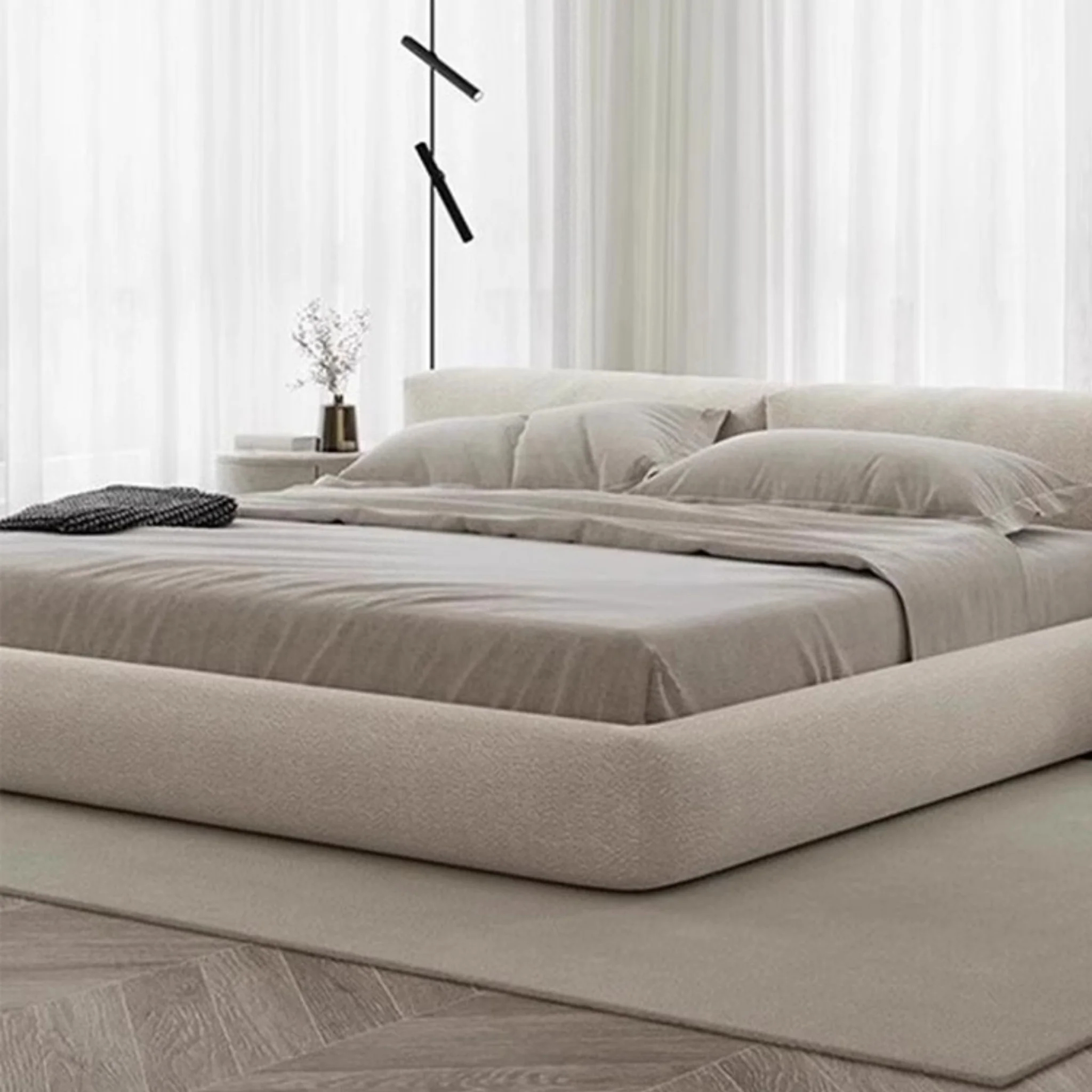 Modern Upholstered Bed Frame with Headboard