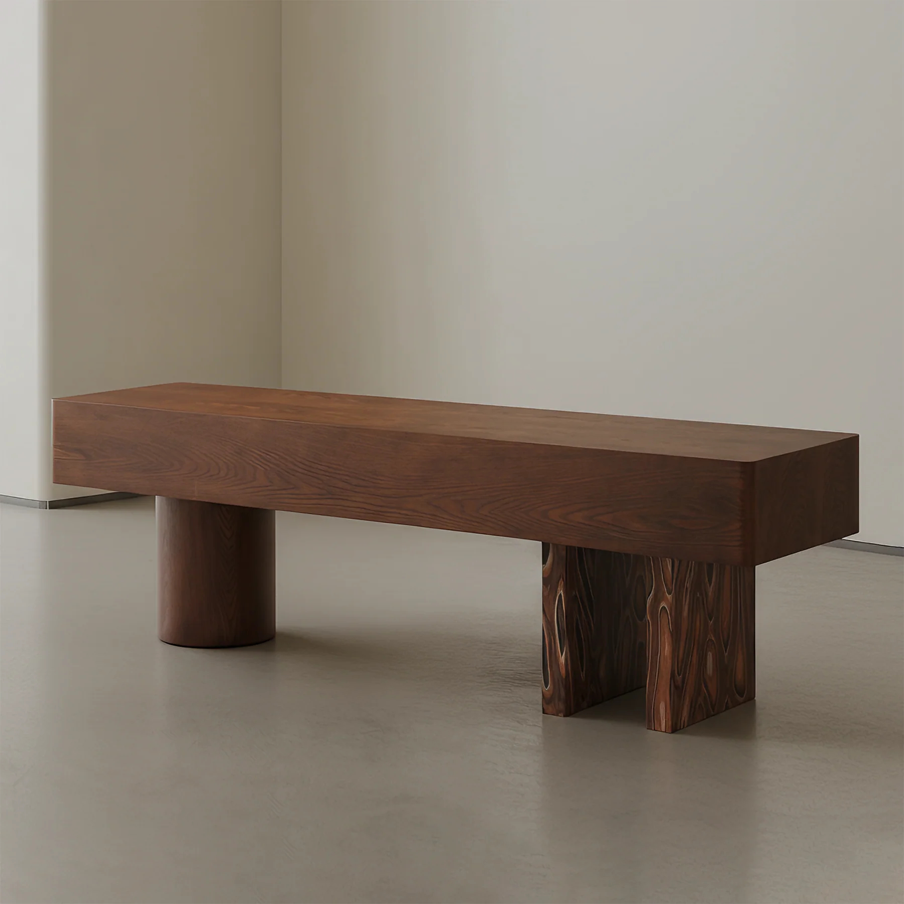 Kodo Sculpted Wood Bench
