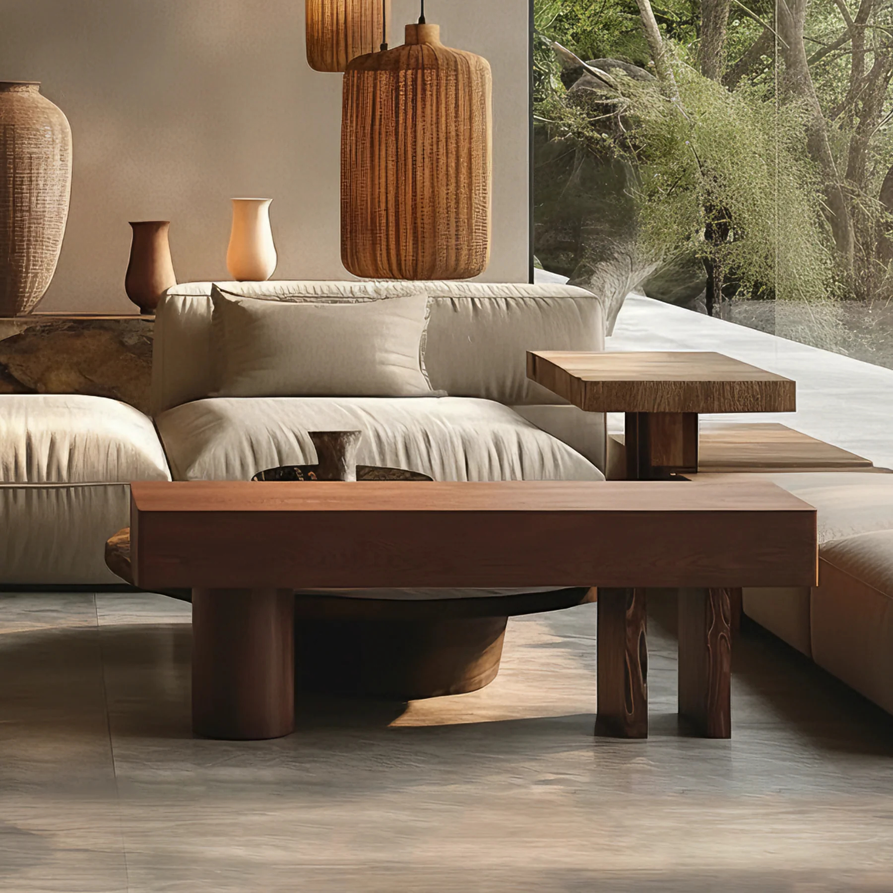 Kodo Sculpted Wood Bench