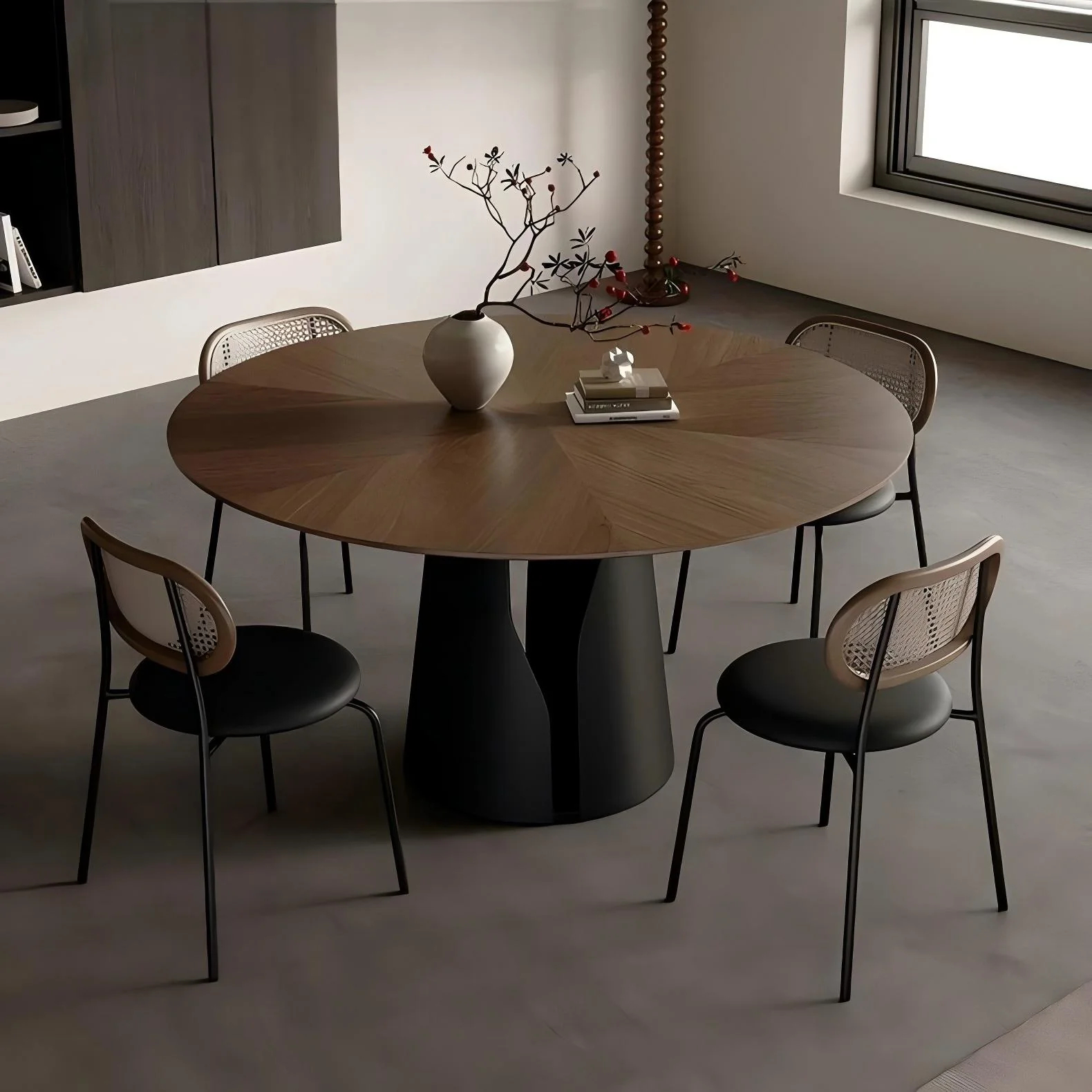 Lunaro Wood & Steel Round Dining Table