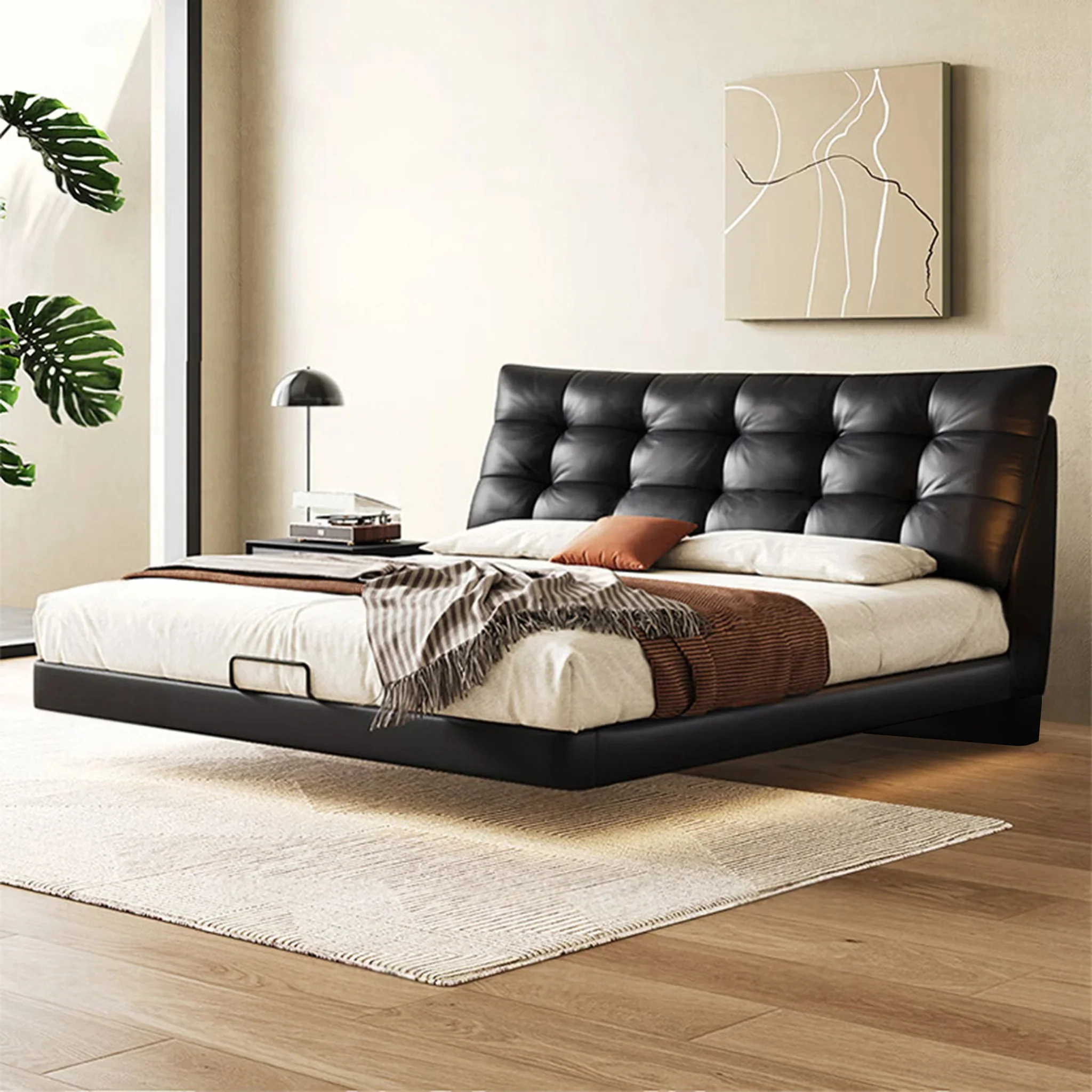 Modern leather bed