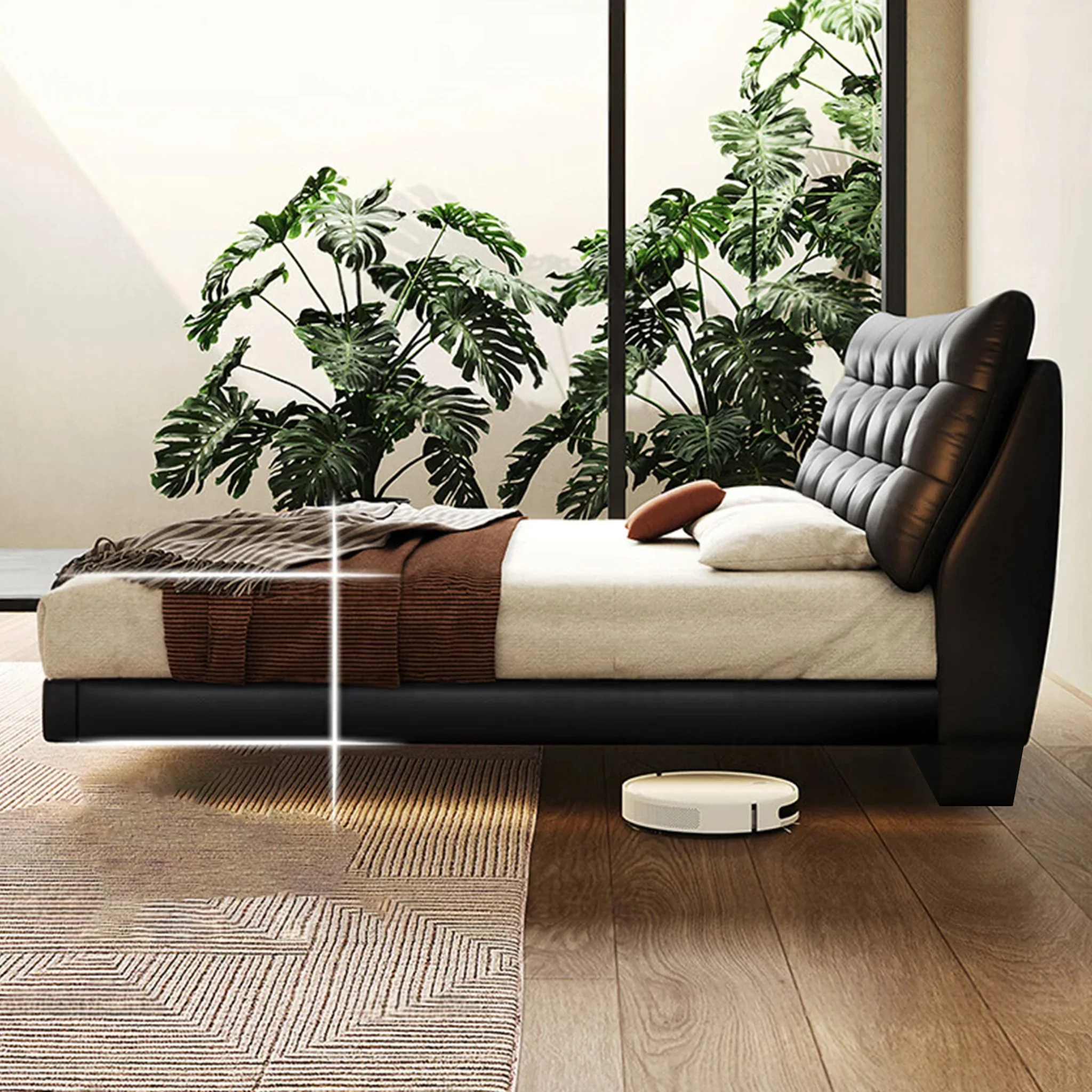 Modern leather bed