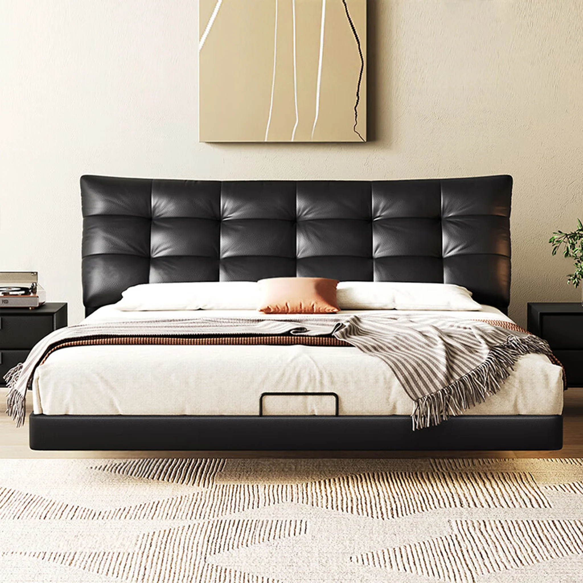 Modern leather bed