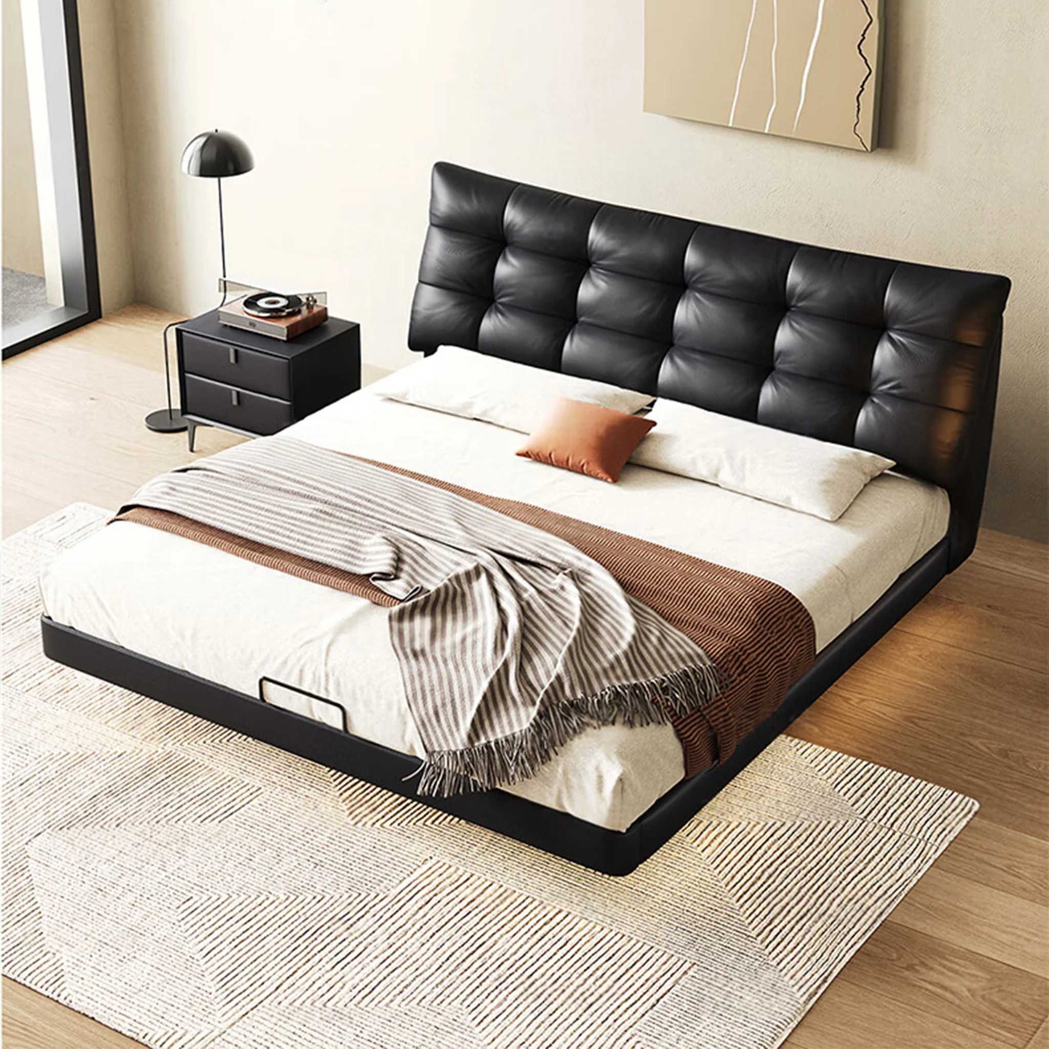 Modern leather bed