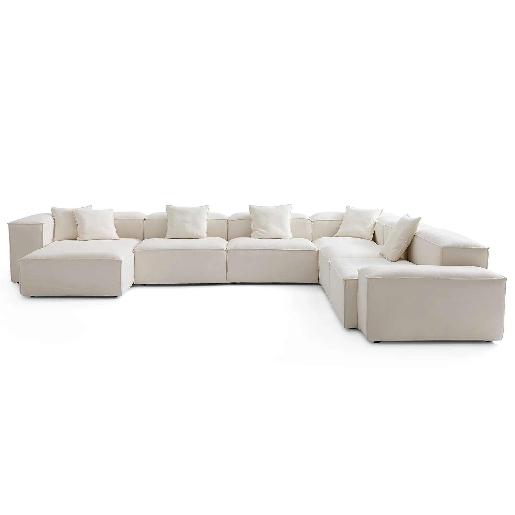 Modular Beige U-Shaped Sectional Sofa