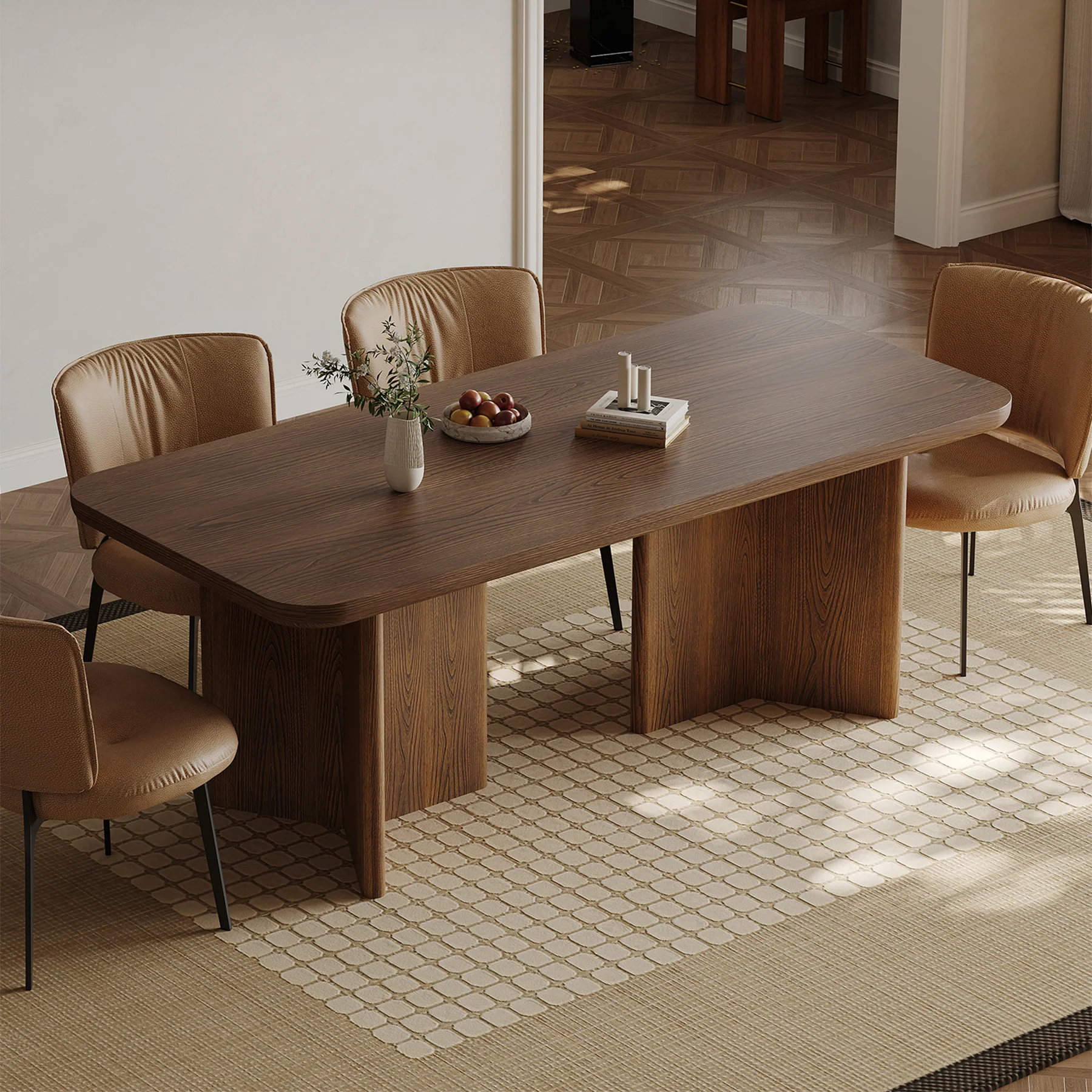Orin Rounded-Edge Walnut Dining Table