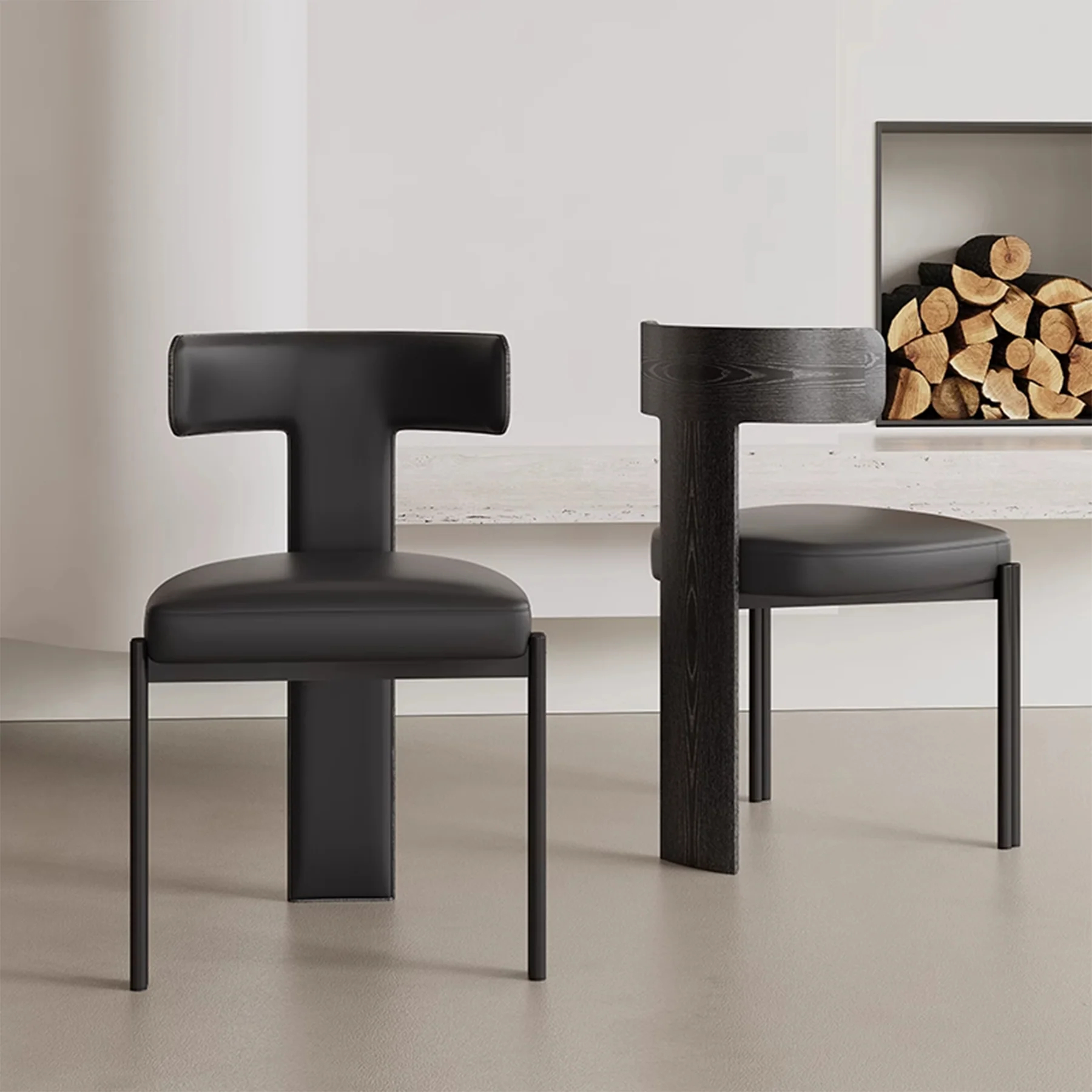Sculpted T Back Modern Dining Chair