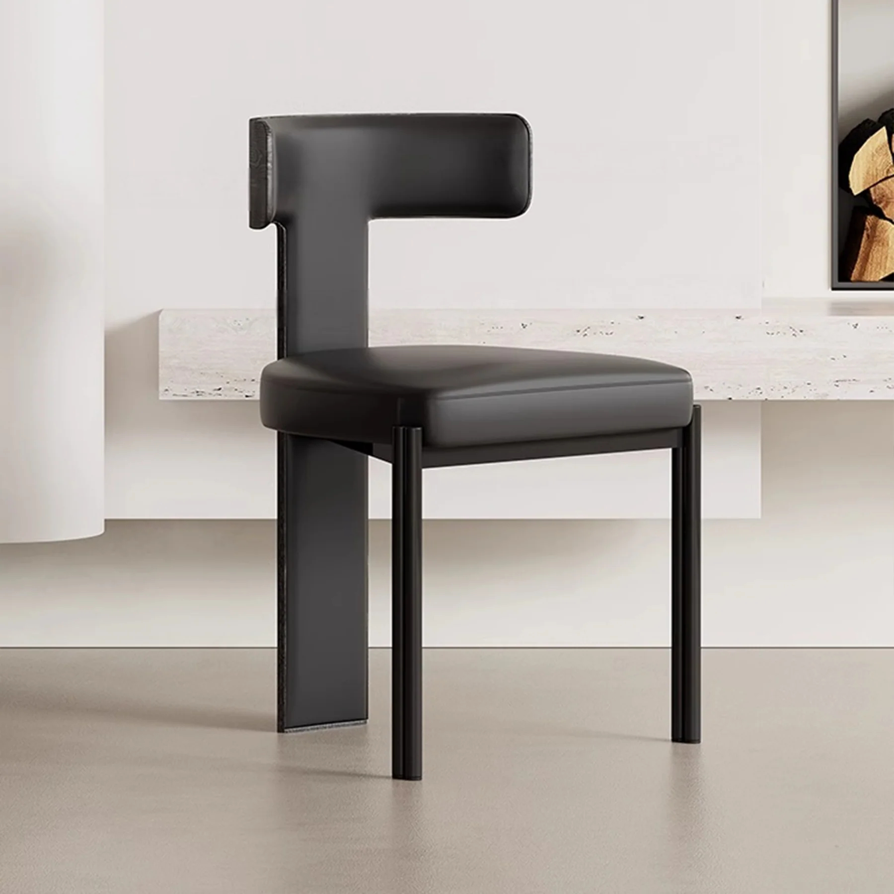 Sculpted T Back Modern Dining Chair