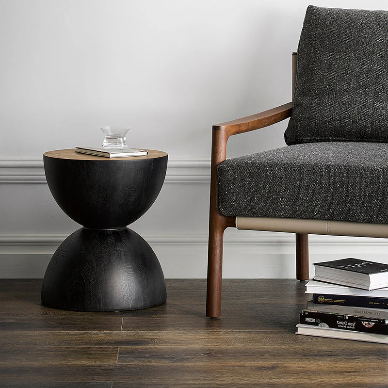 Sculptural Oak & Walnut Side Table