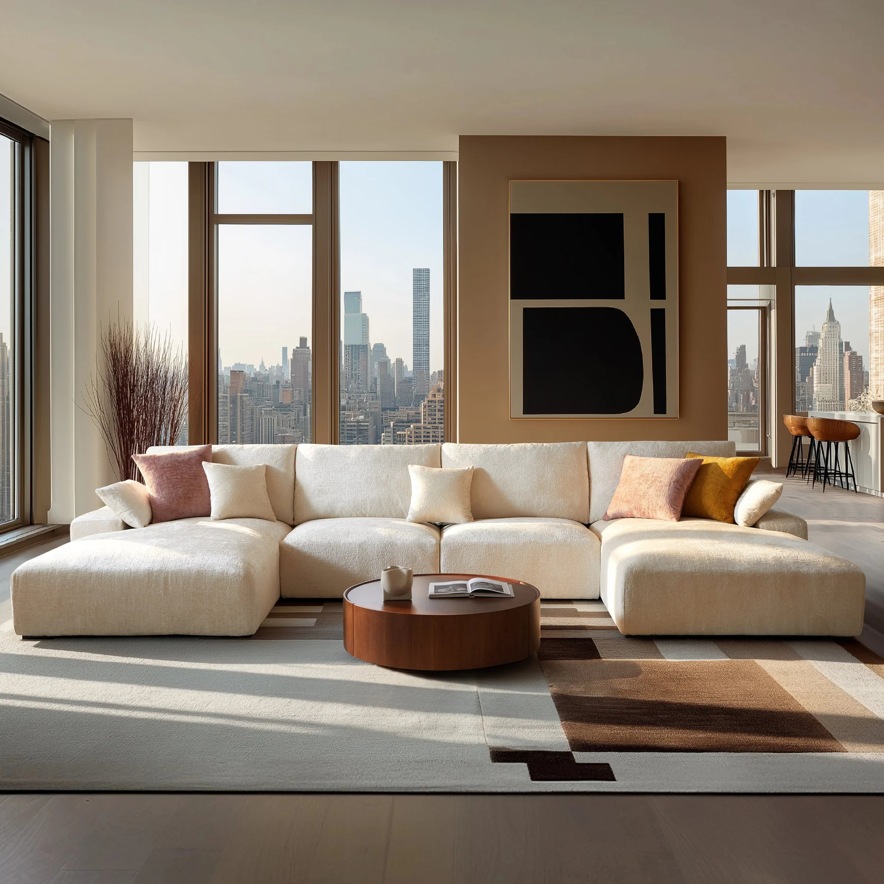 The Empress Beige U-Shaped Sectional Sofa