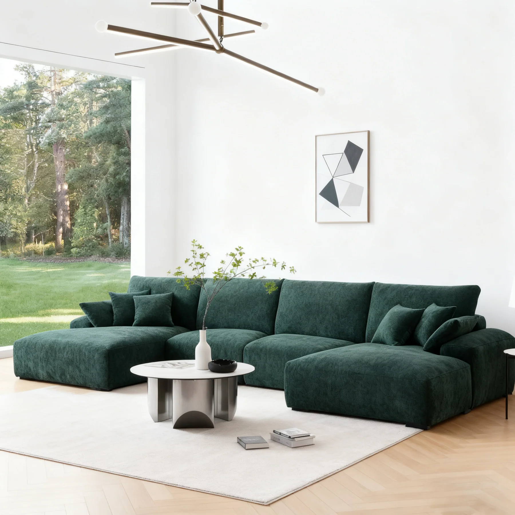 The Empress Green U-Shaped Sectional