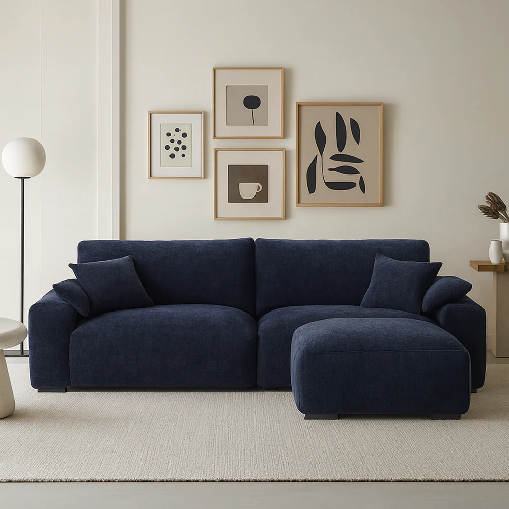 The Empress Navy Blue Sofa and Ottoman