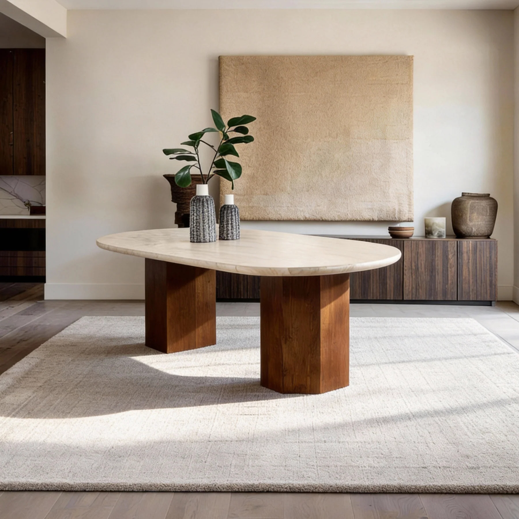 Vale Stone & Wood Dining Table